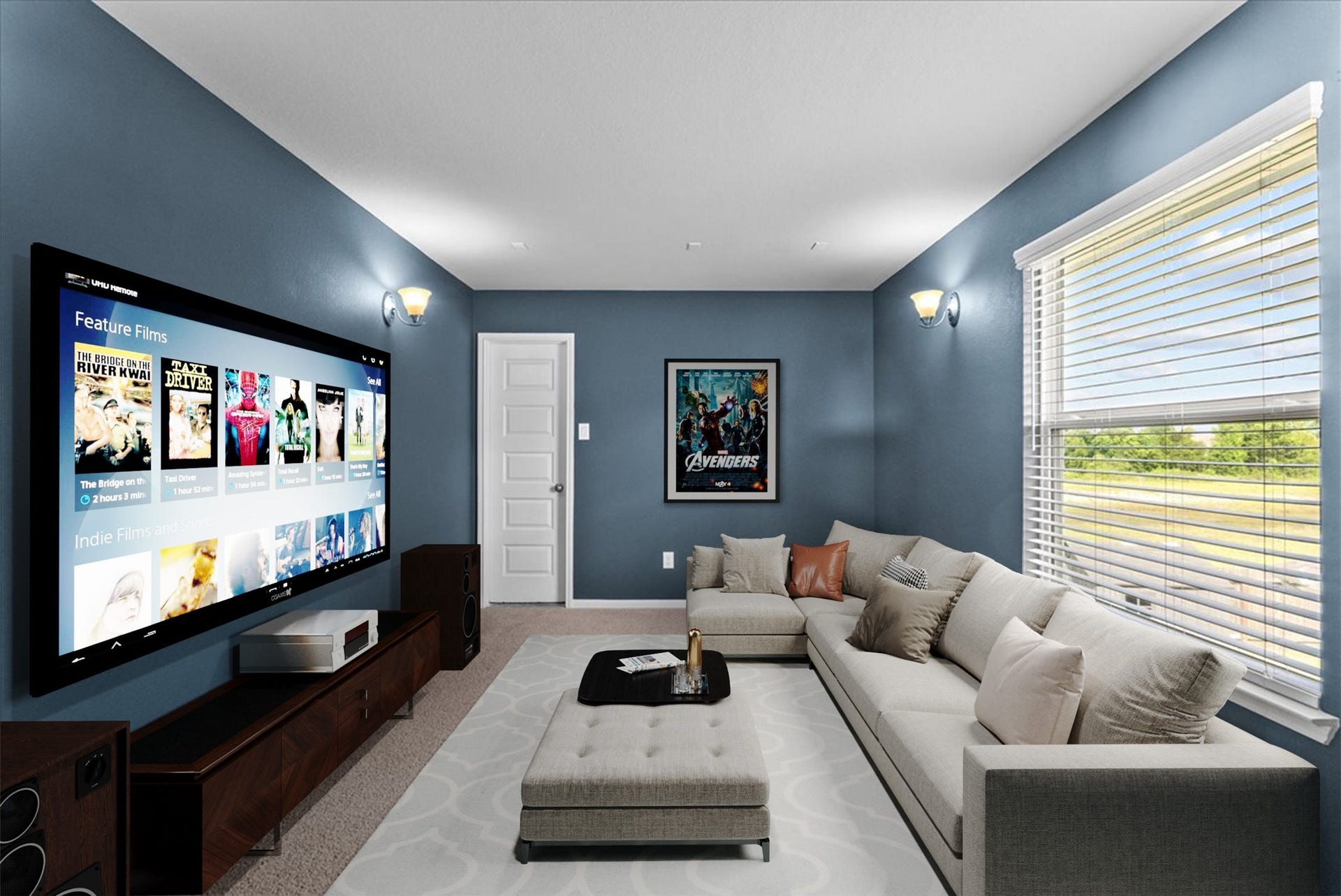 Upstairs media room that could be a 4th bedroom