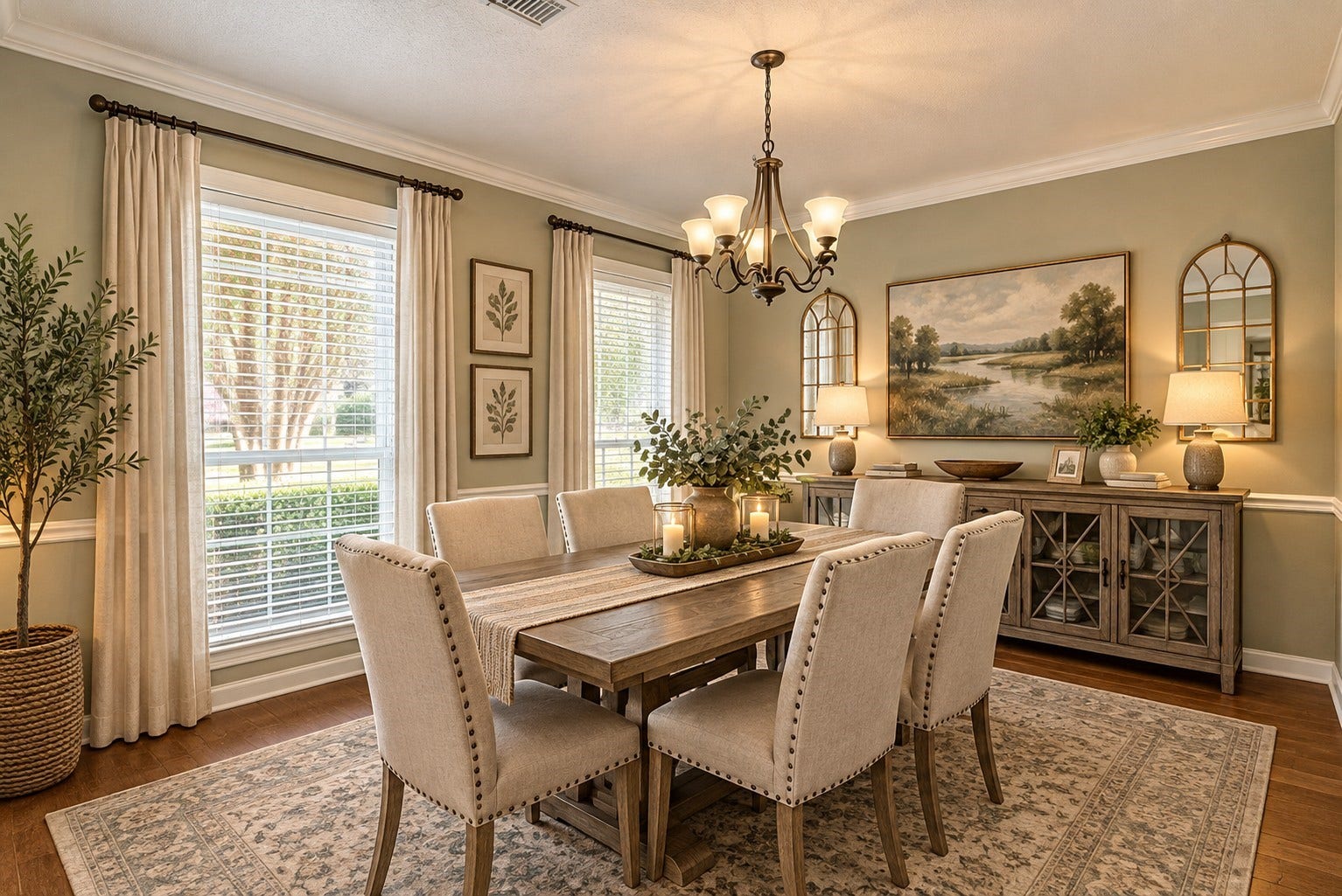 Formal Dining room AI virtually staged