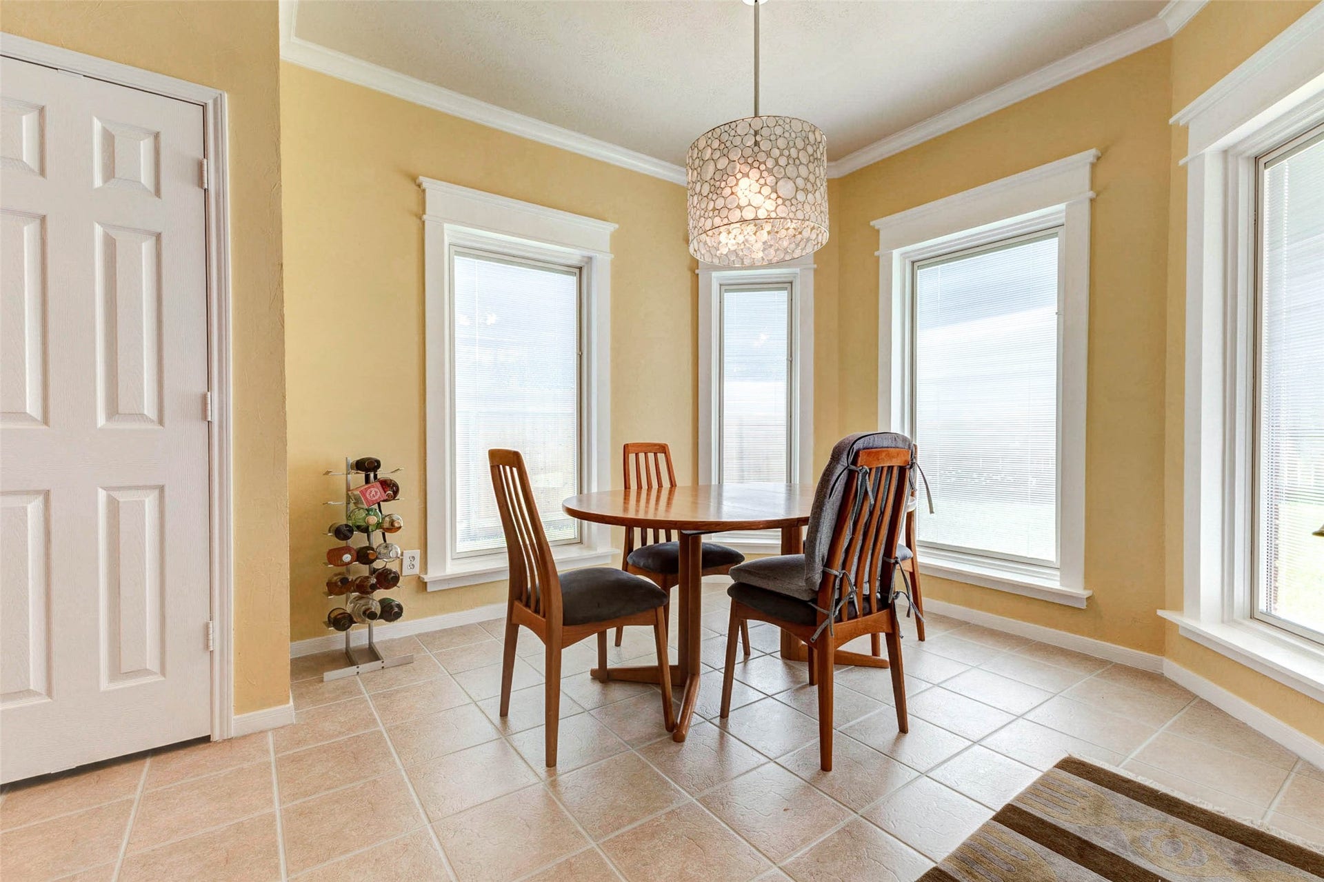 Breakfast room with lots of natural light.