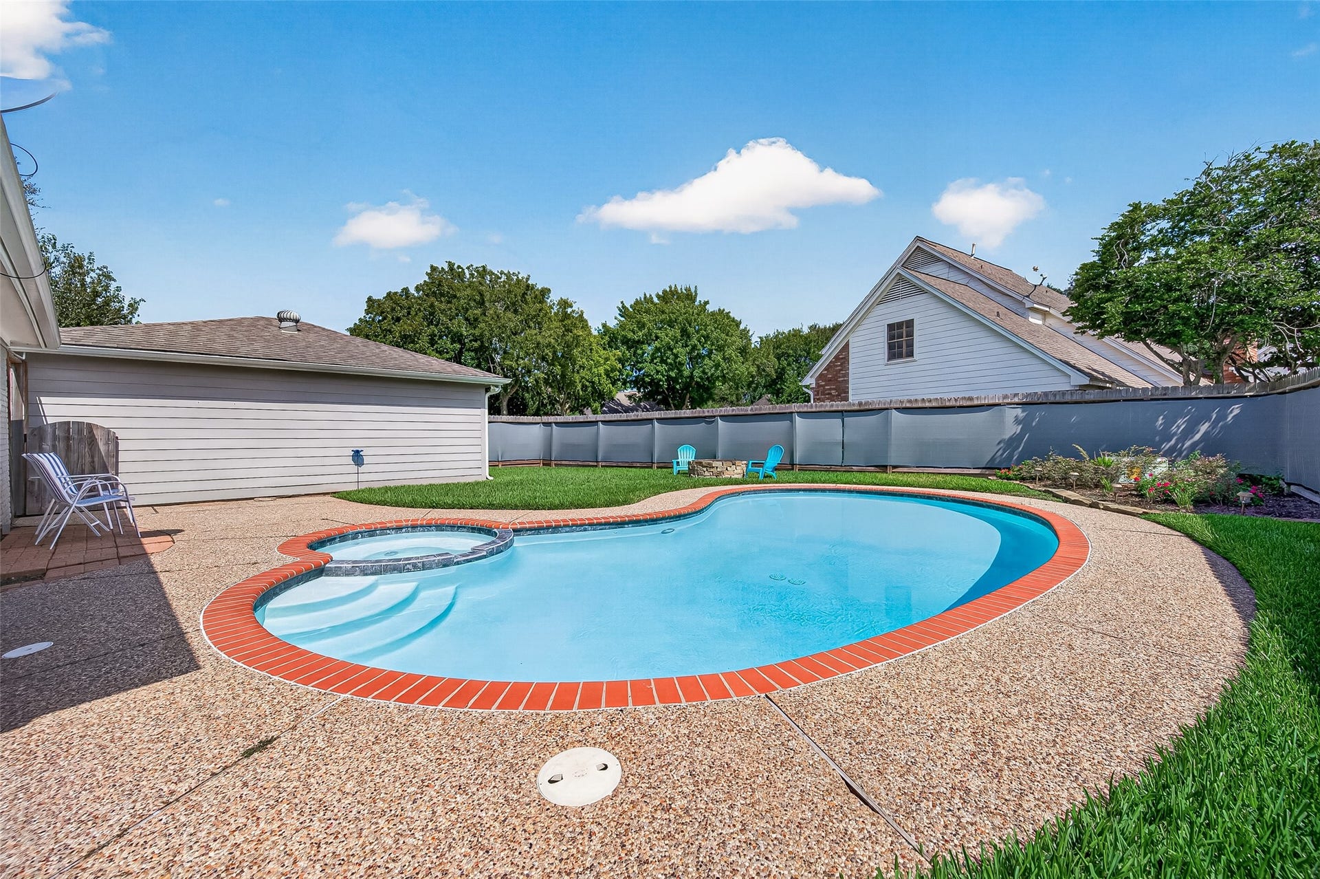 1411 Bittersweet Court, Richmond, TX 77406 Gorgeous Swimming Pool and a firepit and so much more yard space!