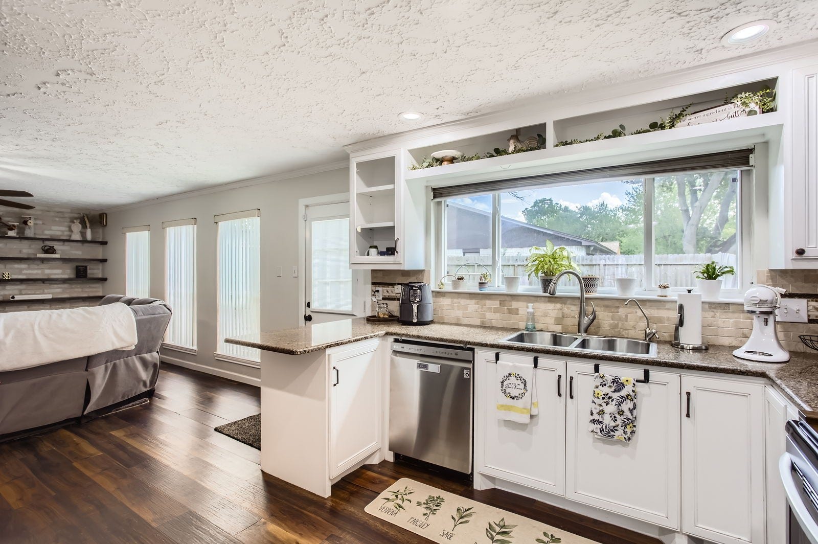 The kitchen is open to the family room, making it perfect for entertaining.
