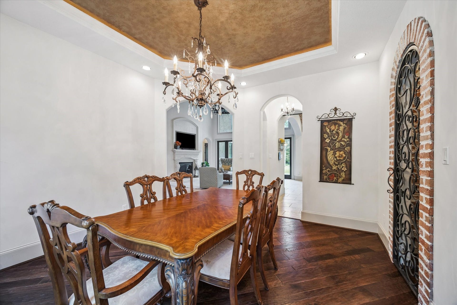 Formal dining room off of kitchen with wine cellar storage