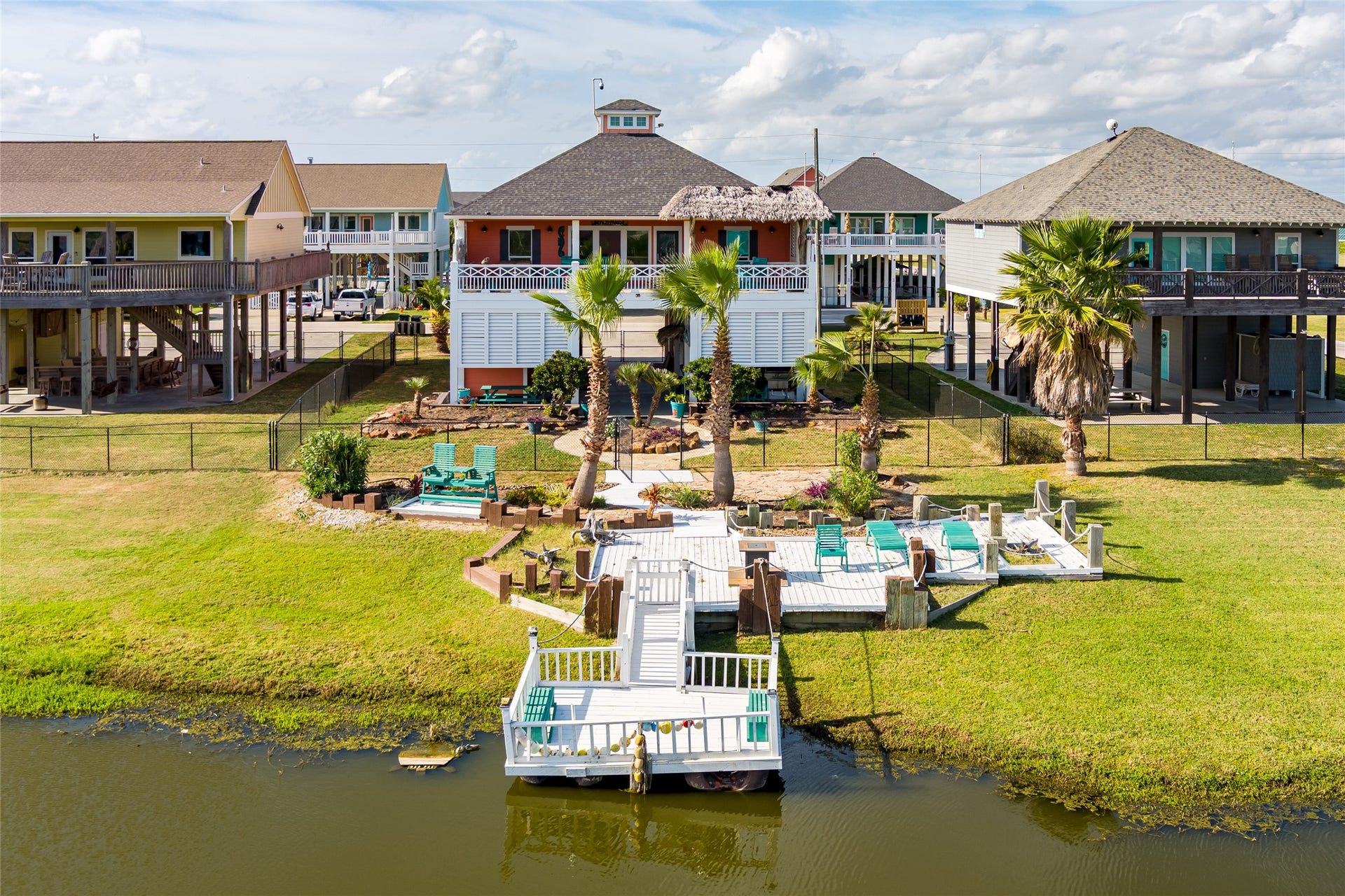 Aerial view from the south of the garden and entertaining area