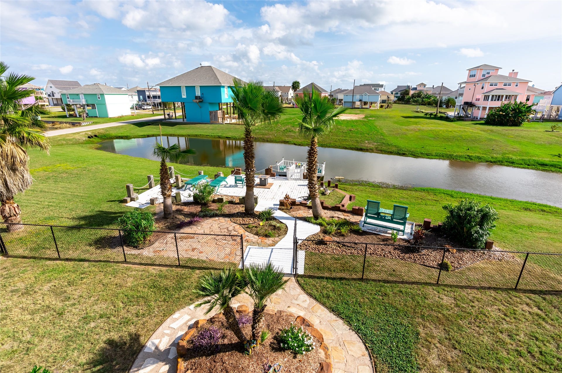 View of yard and garden area from deck
