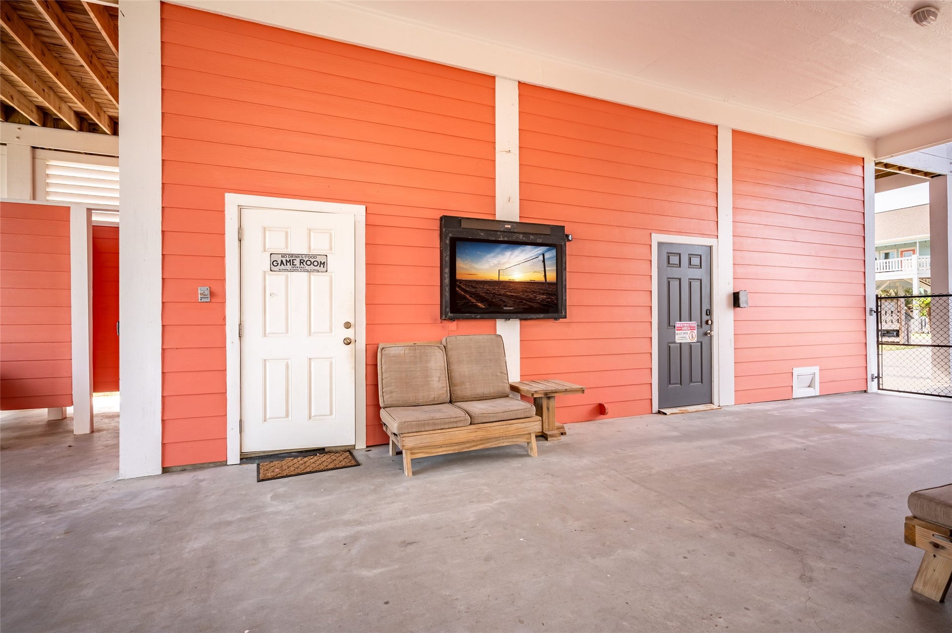 Entertaining space downstairs with TV