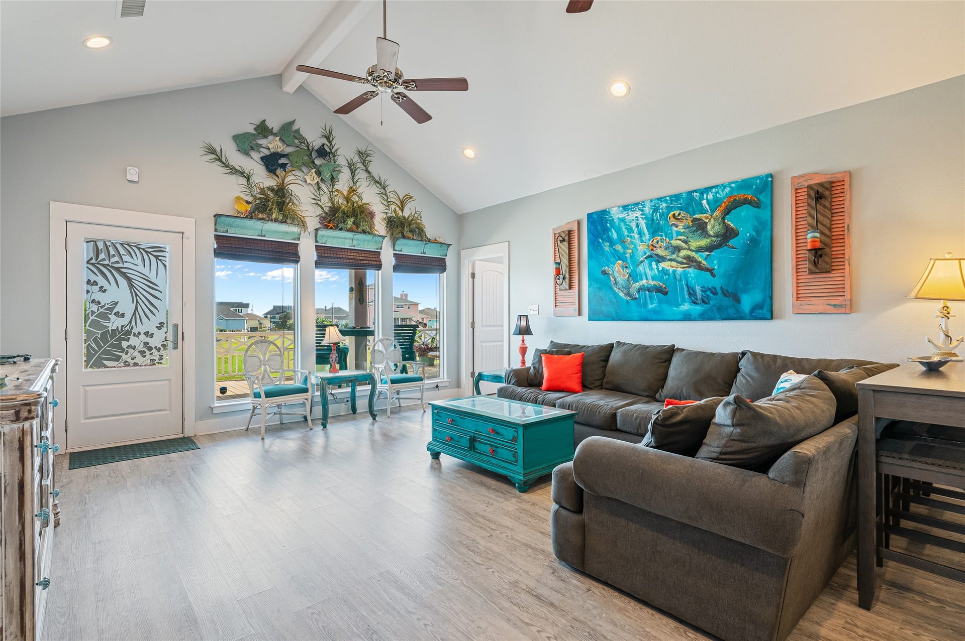 View of living room from kitchen area