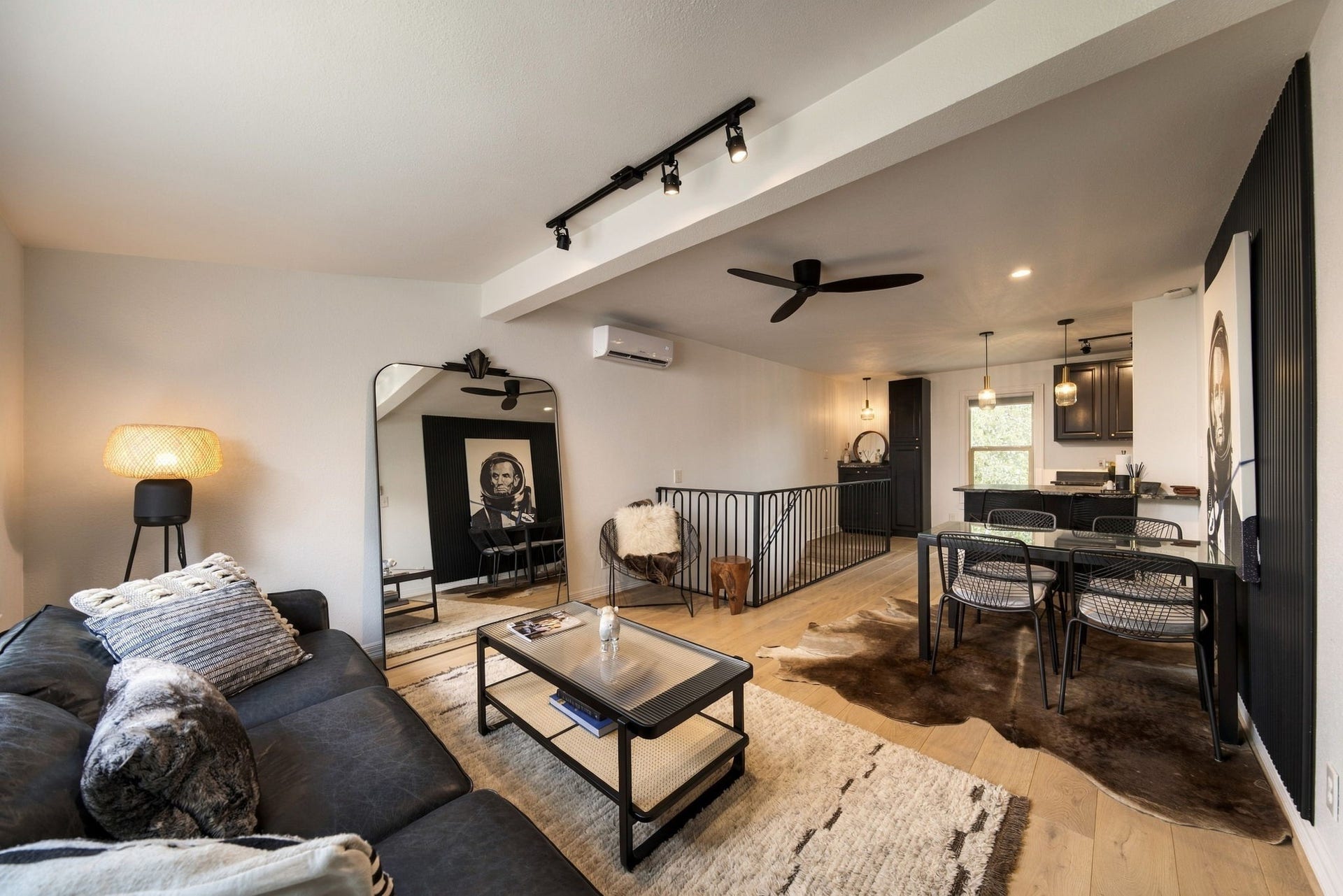 An overall view of the upstairs living area.