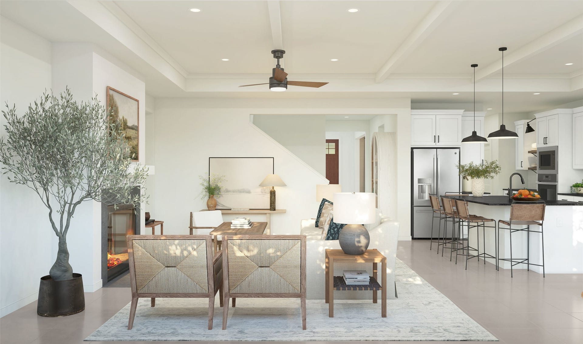 1069 Apple Ridge Road, Magnolia, TX 77363 Open great room (*Artist rendering used for illustration purposes only. Colors/finishes may differ from the ones currently selected in the home.)
