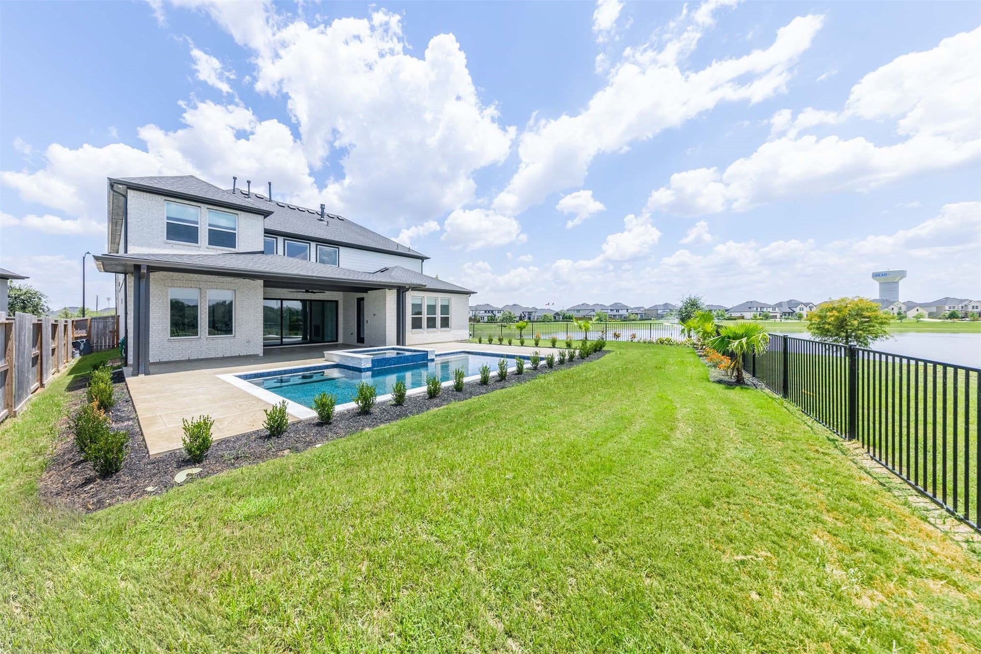 Private backyard with beautiful waterfront views.