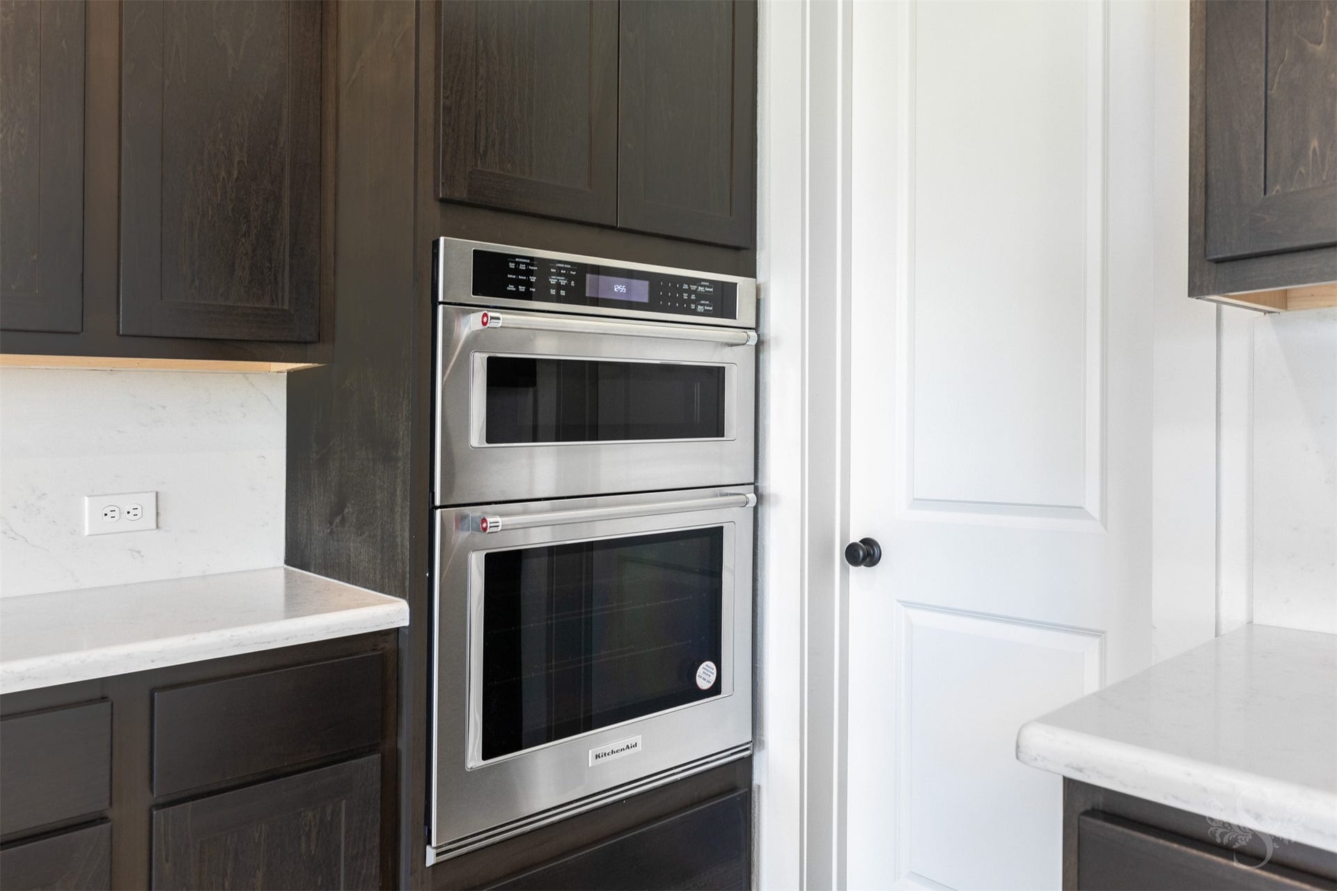 Built-in stainless steel appliances.