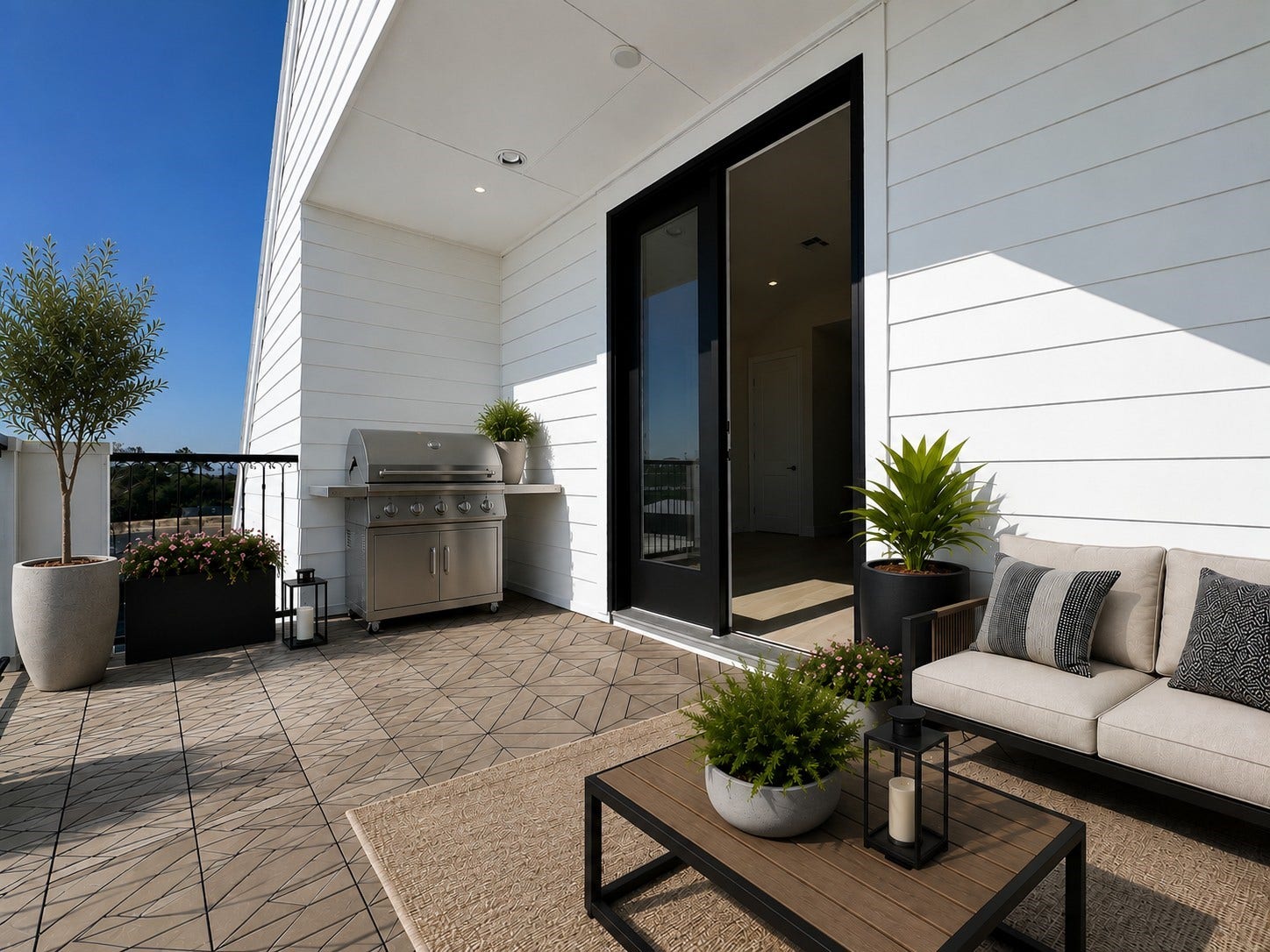 11061 Chatterton Drive, Houston, TX 77043 Private rooftop terrace off the third-floor game room! Virtual staging added.