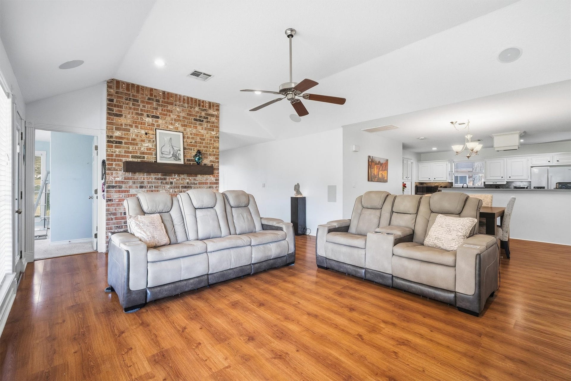 149 Thunderbird Drive, Conroe, TX 77304 The kitchen opens right up to the living room, so whoevers cooking stays part of the conversation.