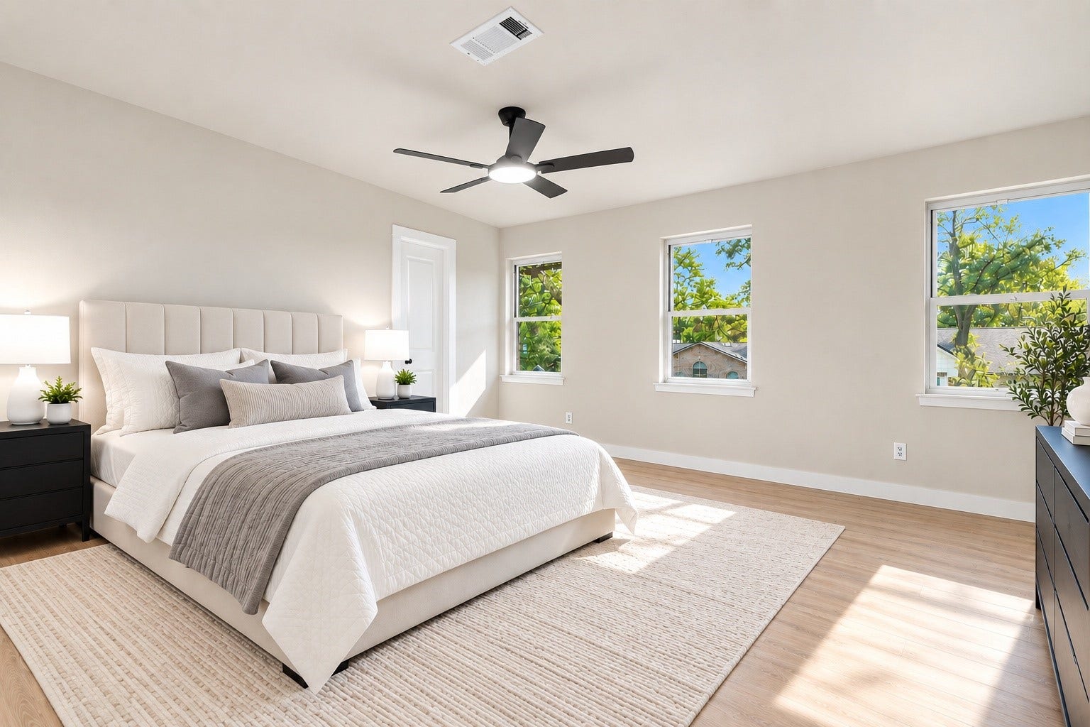 One of the bedrooms upstairs 
*This photo has been virtually staged*
