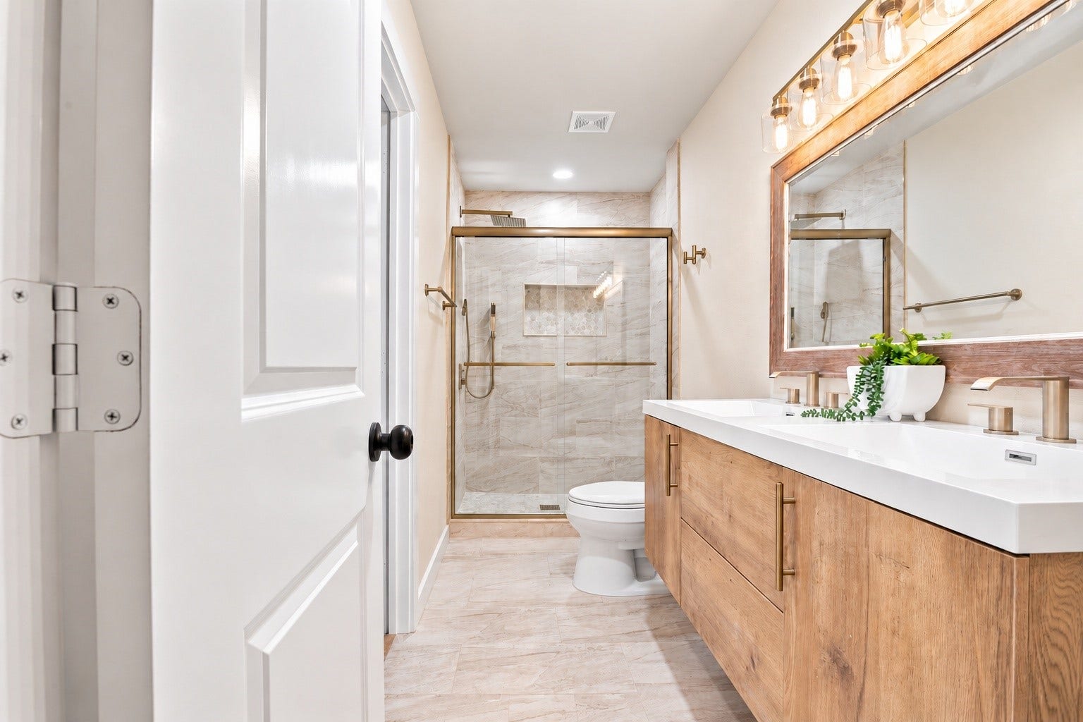 The primary bathroom with a walk in shower!