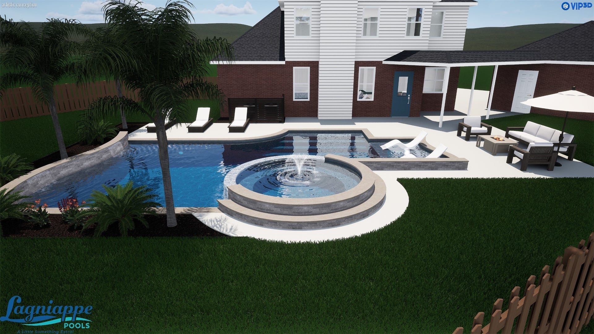 98 W Night Heron Place, The Woodlands, TX 77382 Pool rendering by Lagniappe Pools