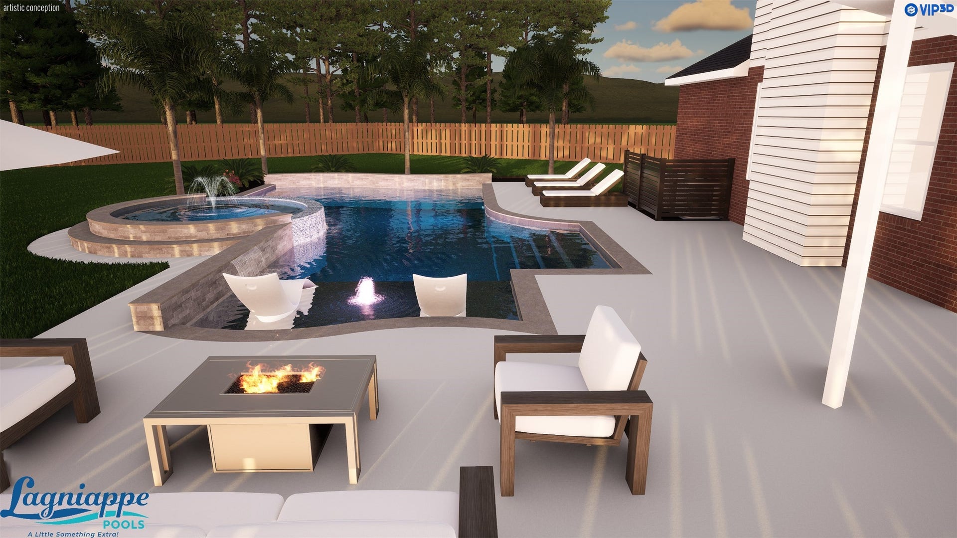 98 W Night Heron Place, The Woodlands, TX 77382 Pool rendering by Lagniappe Pools