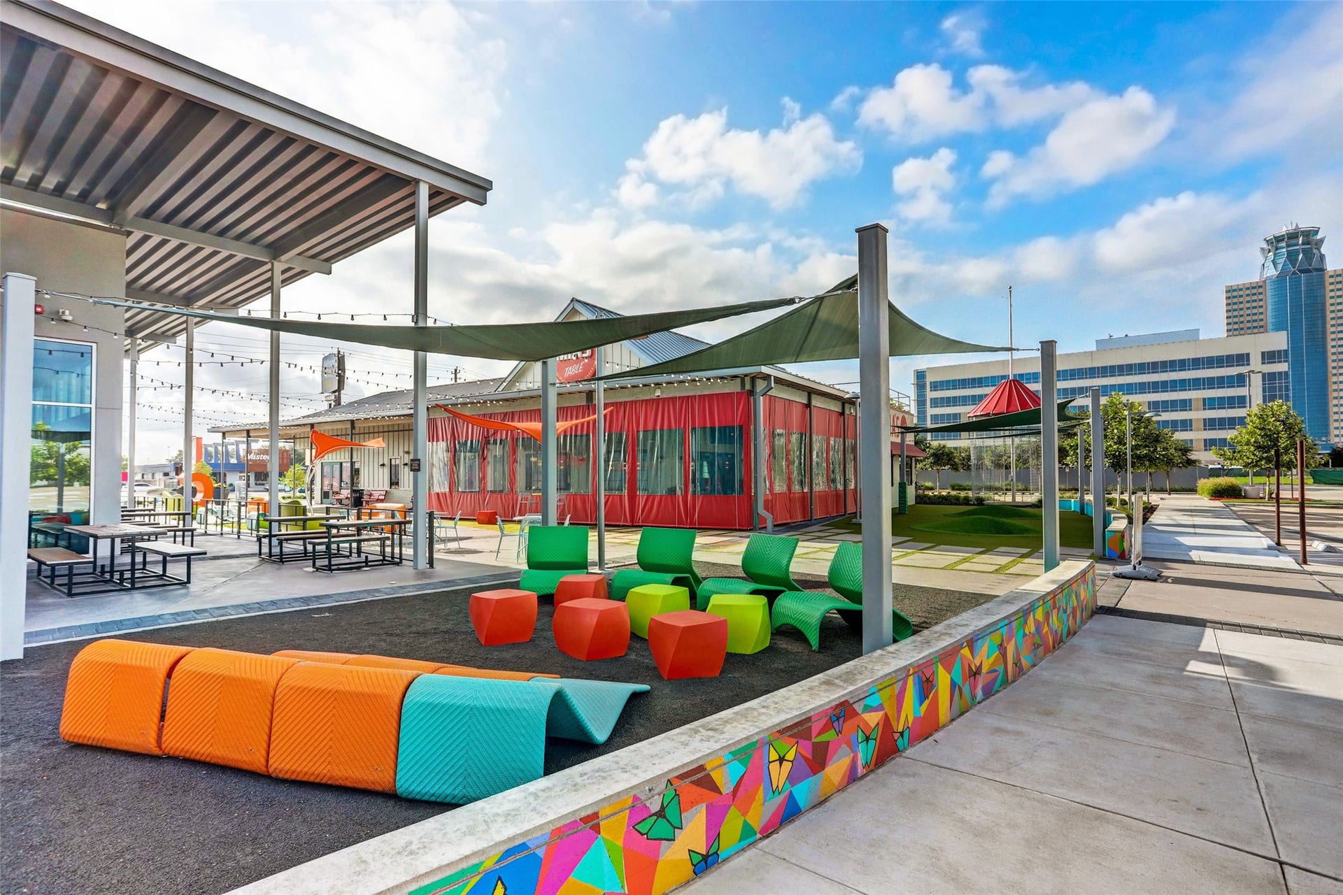 10659 Mayfield Road, Houston, TX 77043 Torchy's offers covered outdoor seating options as well as a play area.