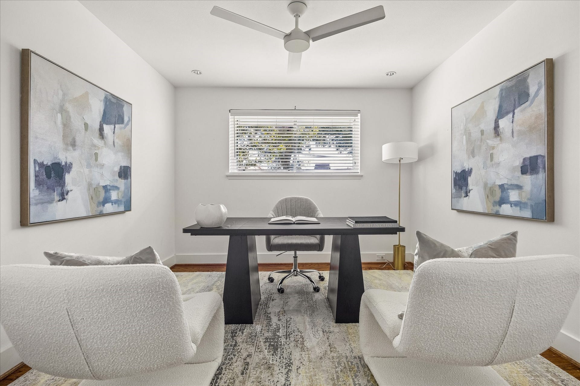 4130 Costa Rica Road, Houston, TX 77092 Currently styled as a home office, this versatile secondary bedroom offers flexibility for work, guests, or everyday living.