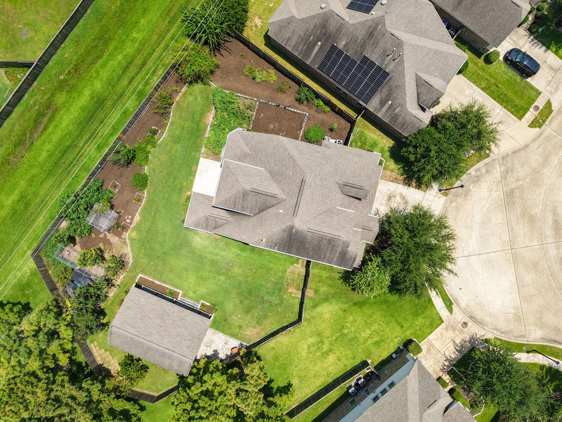 This overhead view highlights the size of the lot.