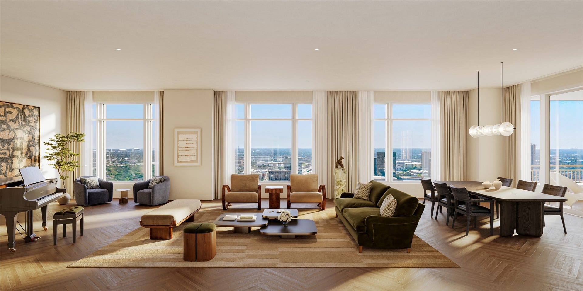 2120 Post Oak Blvd Boulevard, #20A, Houston, TX 77056 Welcome to The Ritz-Carlton Residences, Houston, where timeless design meets elevated luxury. Each residence features 8-inch straight plank white oak flooring, soaring 10-foot ceiling heights, and thoughtfully designed formal dining spaces complemented by stunning views.