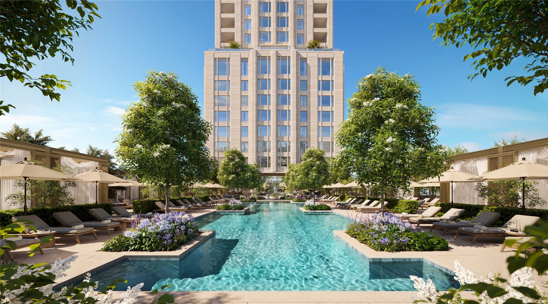 2120 Post Oak Blvd Boulevard, #20A, Houston, TX 77056 On the 9th floor, the Ritz-Carlton hotel pool is framed by private cabanas and a tranquil fountain courtyard, along with a lush greenhouse lounge area and an adjacent restaurant offering refined food and beverage service.