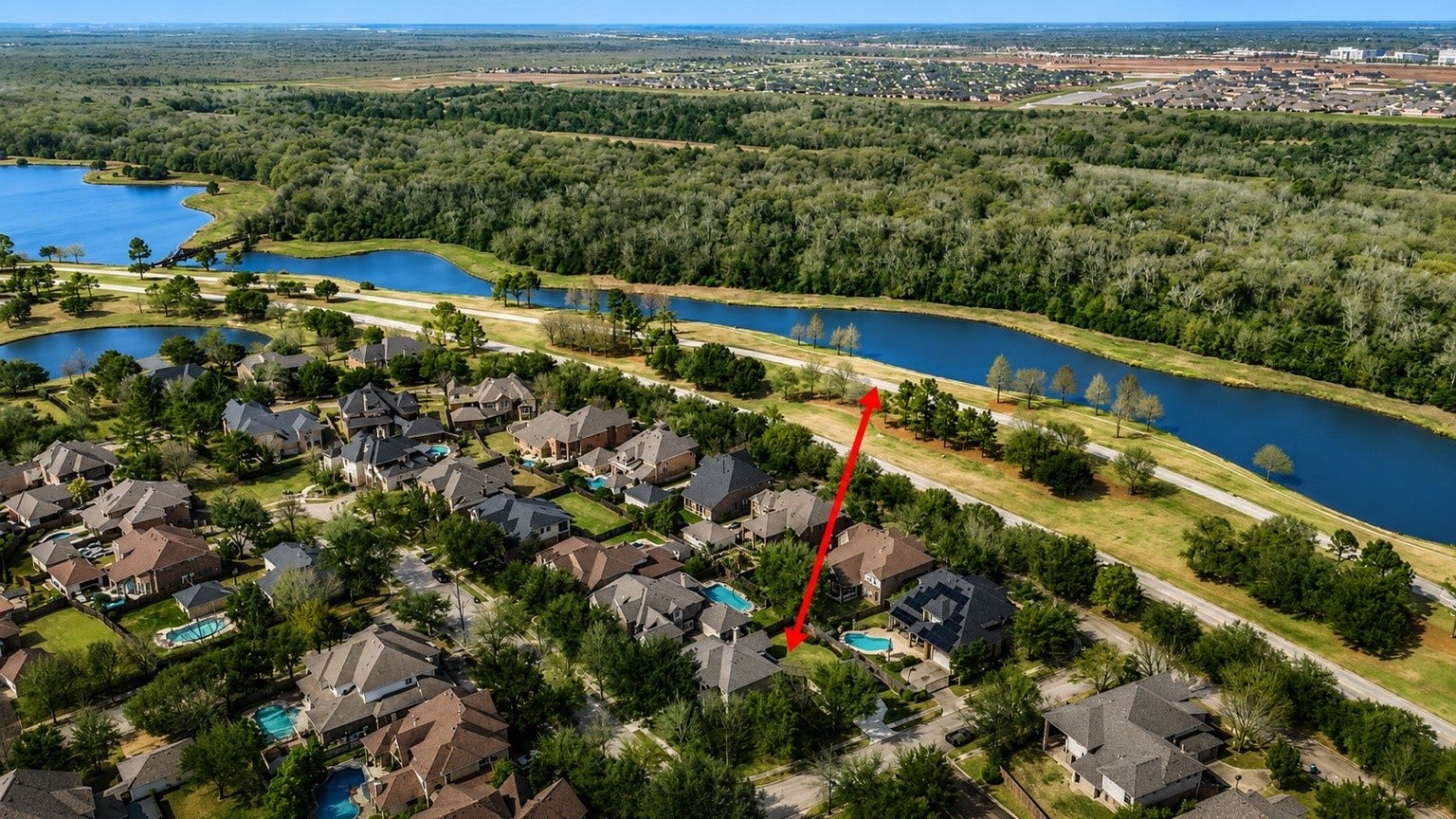 18614 Thomas Survey Drive, Cypress, TX 77433 Aerial view. Very close to the lake