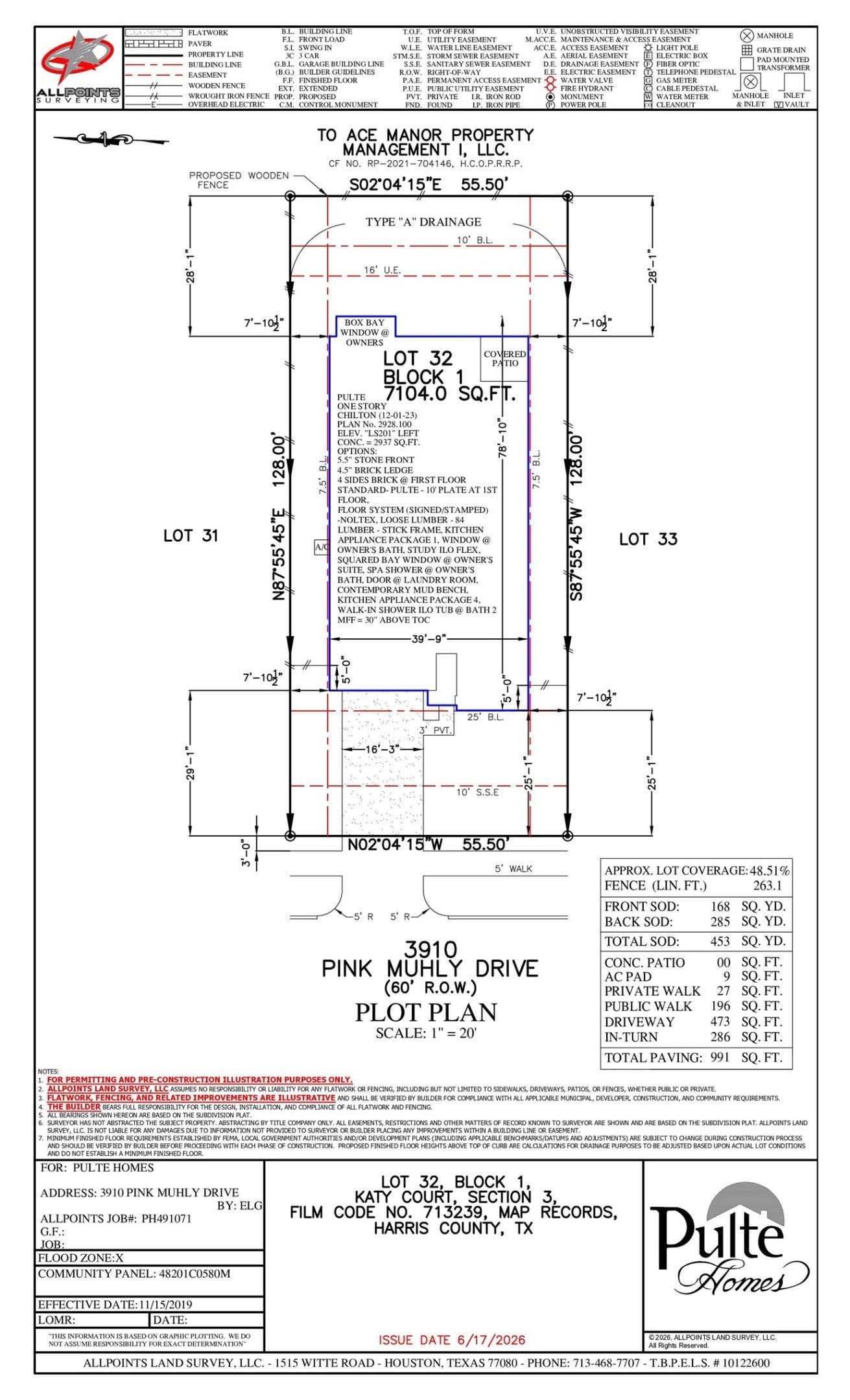 3910 Pink Muhly Drive, Katy, TX 77493 Plot Plan