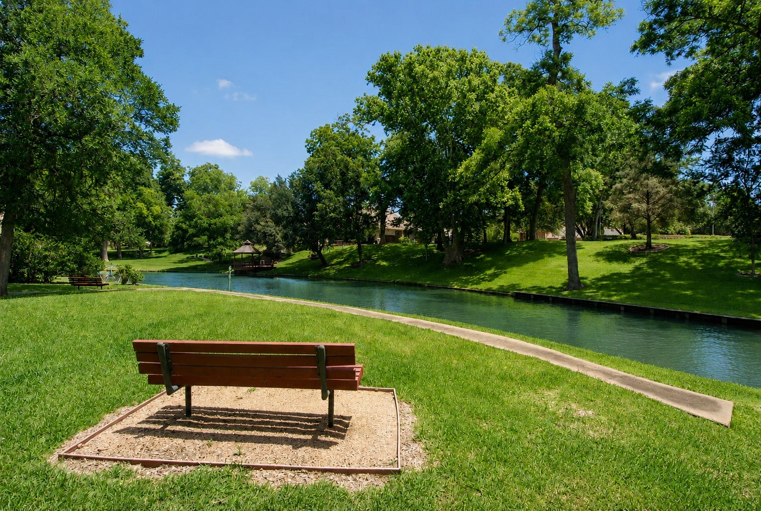 4631 Lake Village Drive, Fulshear, TX 77441 Enjoy peaceful waterfront living at Lake Village Park, where scenic canals, lush green spaces, and majestic oak trees create a tranquil setting just moments from home. Stroll along the walking paths, relax on a shaded bench overlooking the water, or simply take in the beauty of this private neighborhood park. With its picturesque views and serene atmosphere, Lake Village Park offers residents a quiet retreat that perfectly complements the exceptional Weston Lakes lifestyle.