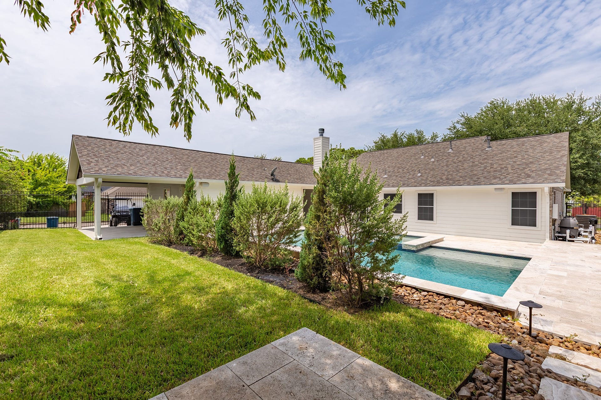 12830 Point Aquarius Boulevard, Willis, TX 77318 Yard maintenance is included in the monthly rental, no need to stress over maintenance the yard or pool at this home.