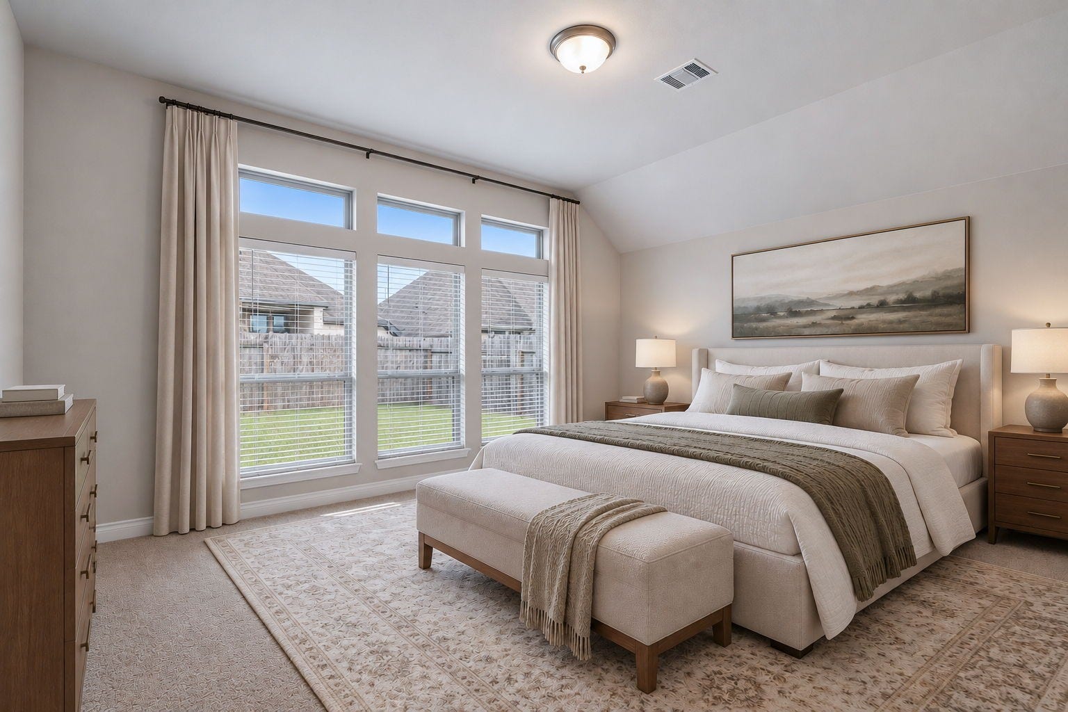 2315 Calm Channel Court, Missouri City, TX 77459 Tucked away at the back of the home, the owner's suite offers a peaceful retreat with a double-door entry to the en-suite bath. Digitally staged.