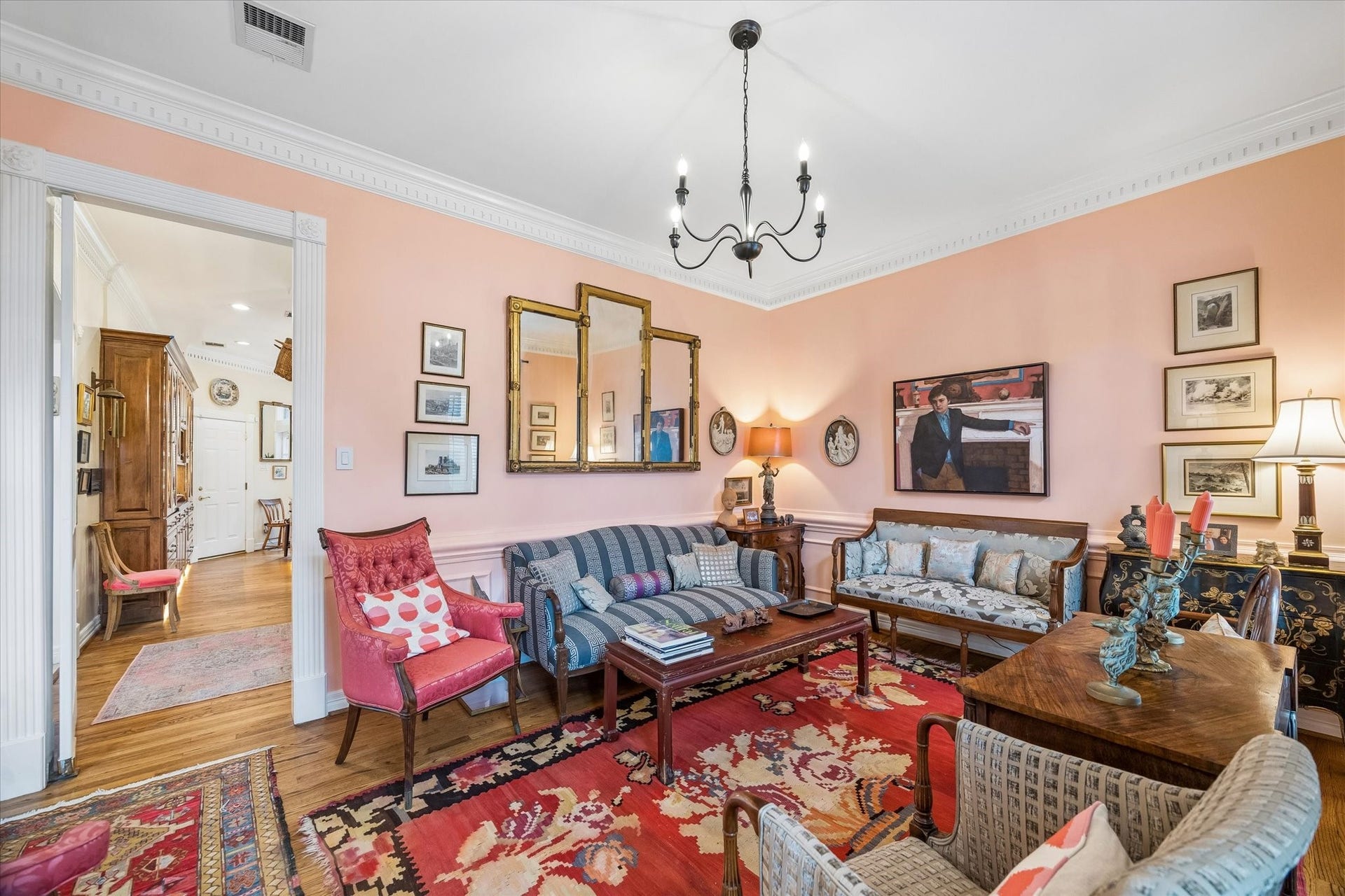 2120 Potomac Drive, #A, Houston, TX 77057 The formal living room flows seamlessly into the kitchen. Each space has elements that keep the first floor cohesive while maintaining each room's individual charm.