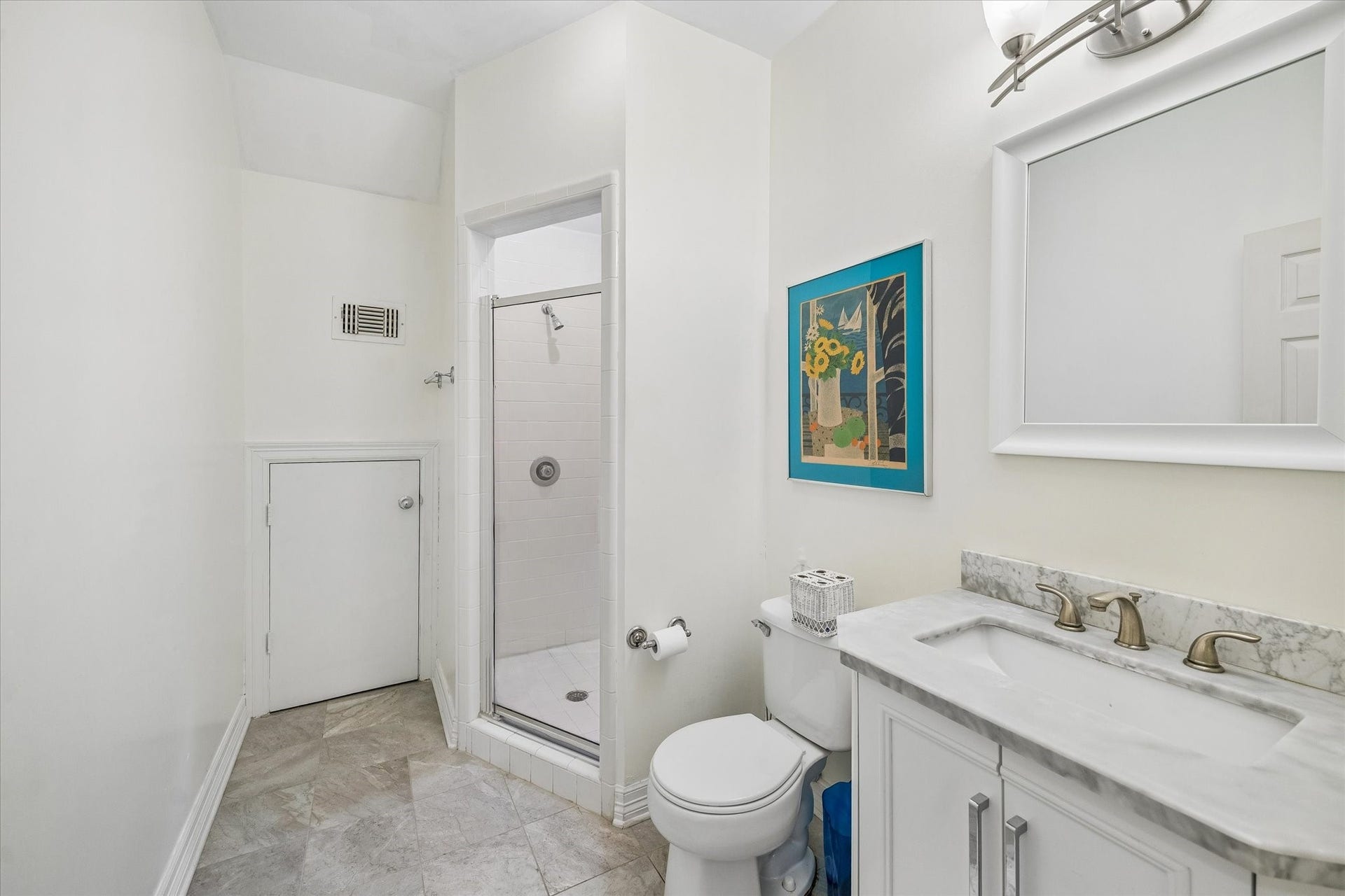 2120 Potomac Drive, #A, Houston, TX 77057 The third floor full bathroom features a separate shower and under sink storage. Also features access to the attic.