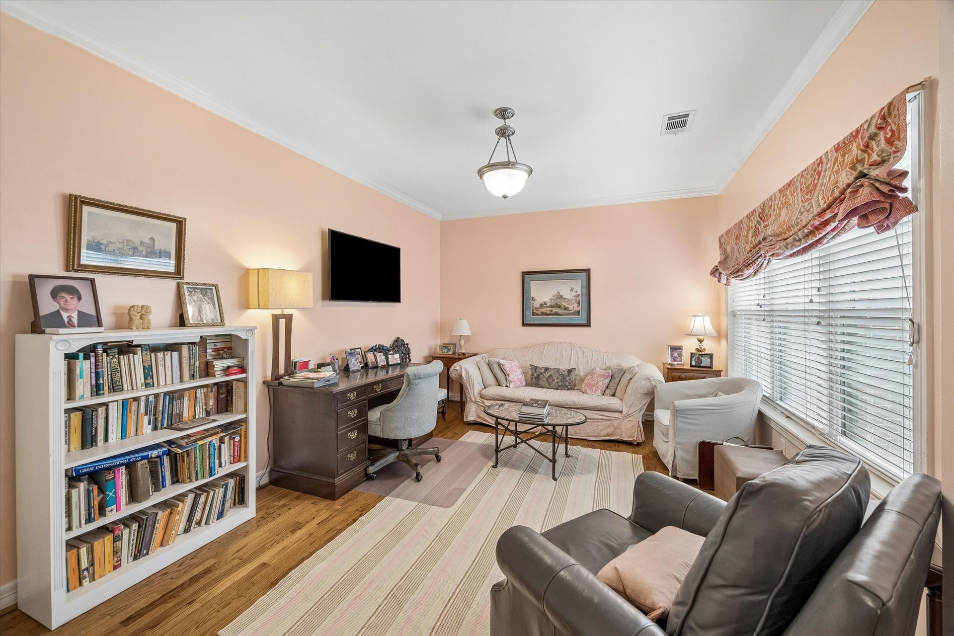 2120 Potomac Drive, #A, Houston, TX 77057 The upstairs office could be a fourth bedroom. Features a large closet, hardwood floors, and crown molding.