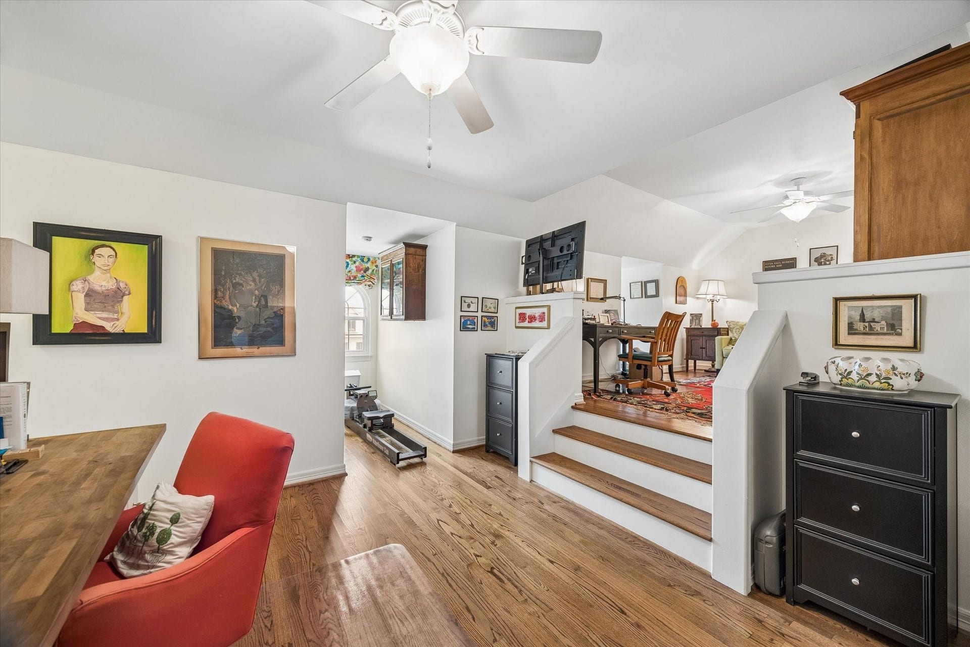 2120 Potomac Drive, #A, Houston, TX 77057 The third floor can be used however you desire! With three dormer areas for workout equipment or crafts, two separate dedicated spaces, walk-in closet, and a full bathroom, this space can be an office, guest suite, or game room. The attic can be accessed from three different points on the third floor.