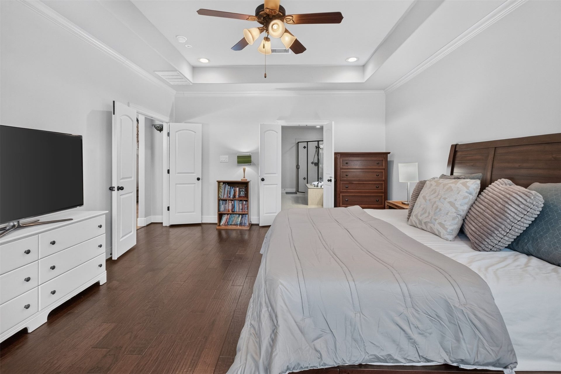 2806 Texas Laurel Drive, Katy, TX 77494 Double doors open on to the primary bedroom and leads through to the primary ensuite