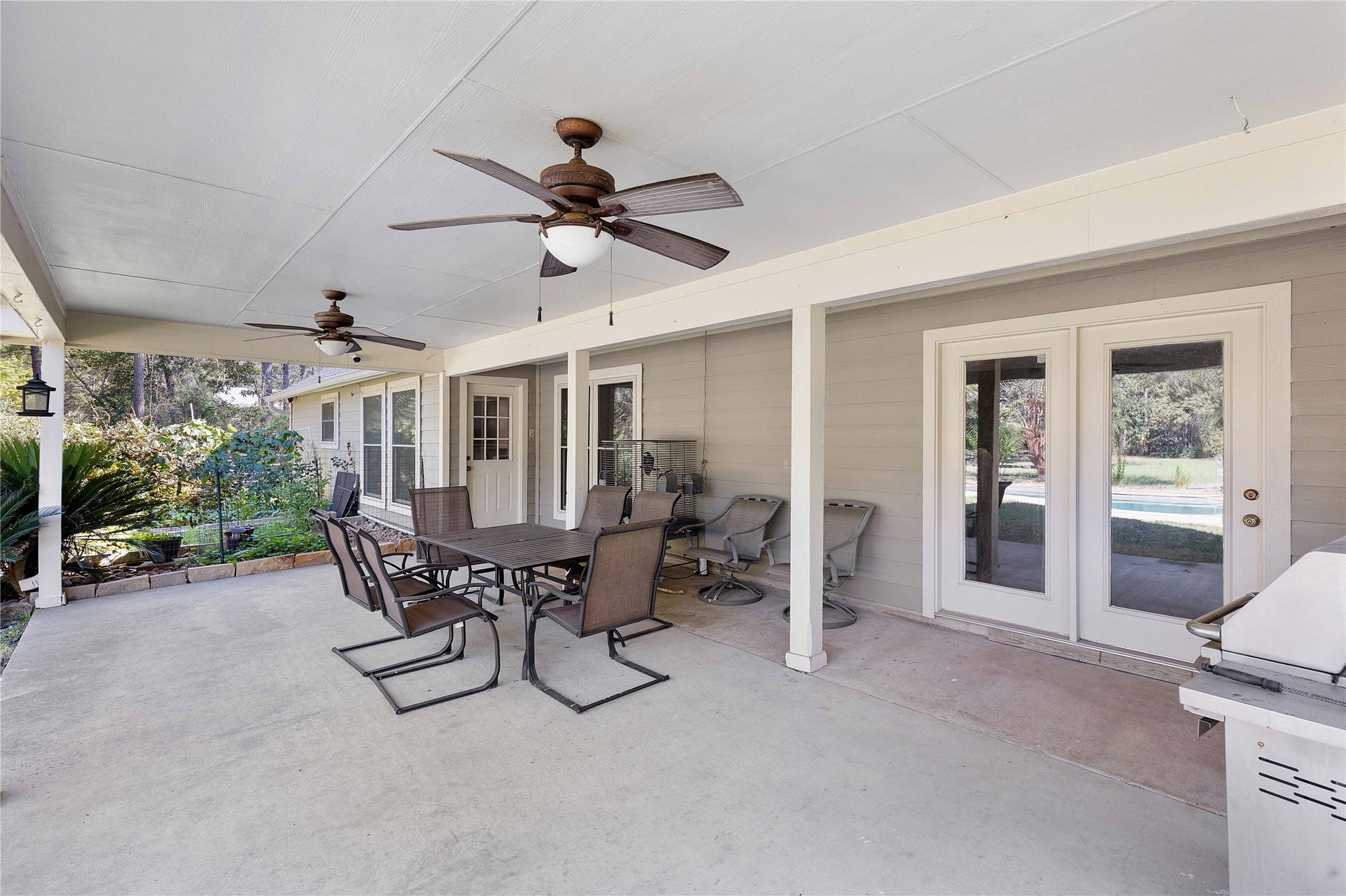 Oversized covered patio in the backyard