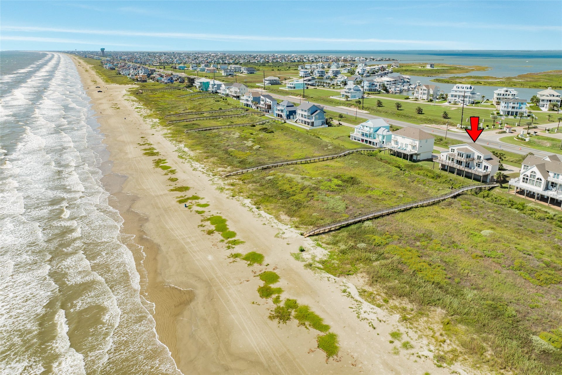 20911 W Sand Hill Drive, Galveston, TX 77554 Home has a shared walkover for easy beach access. Cars are not allowed on this beach