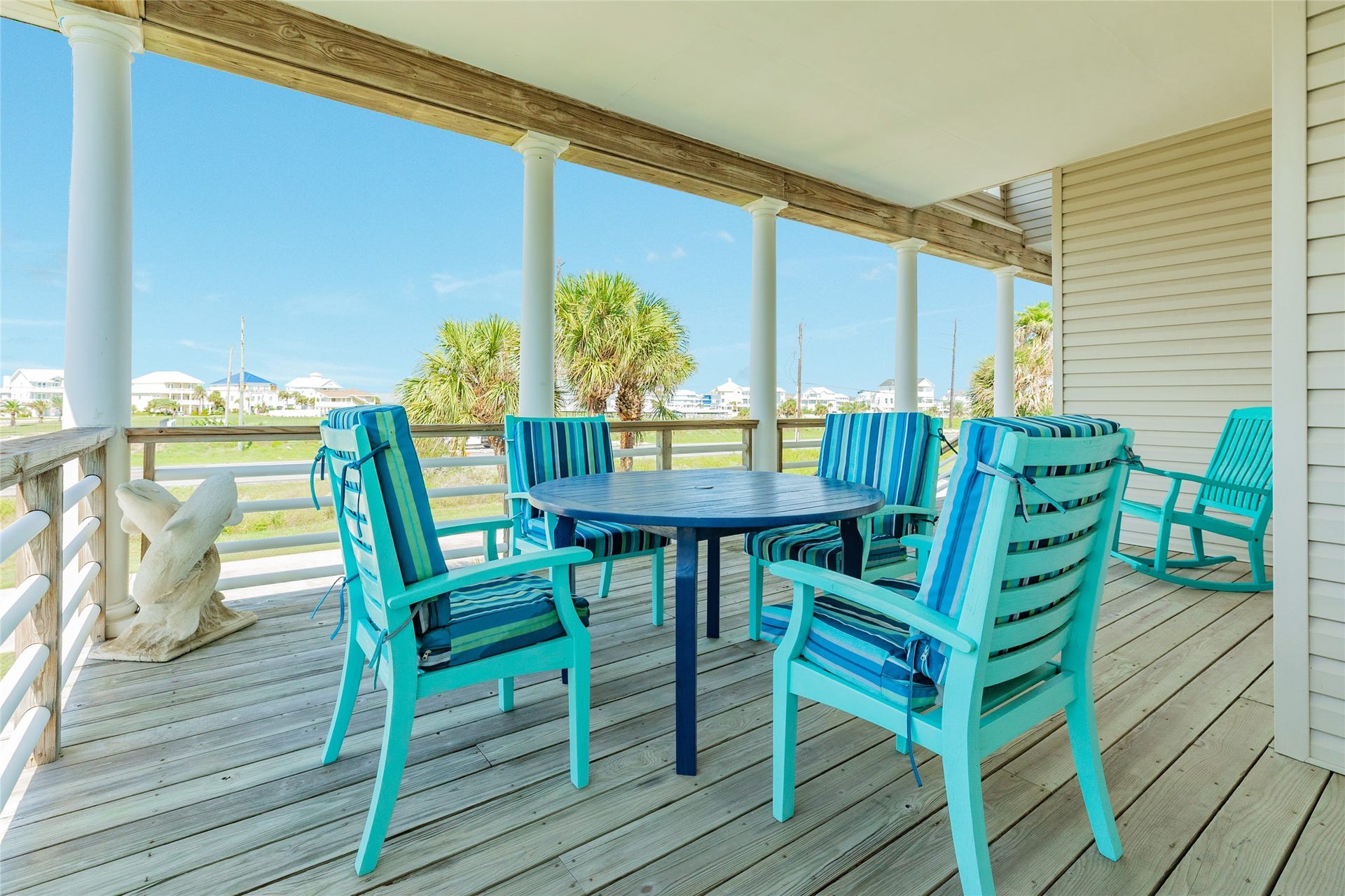 20911 W Sand Hill Drive, Galveston, TX 77554 Large covered front porch with views of the Bay