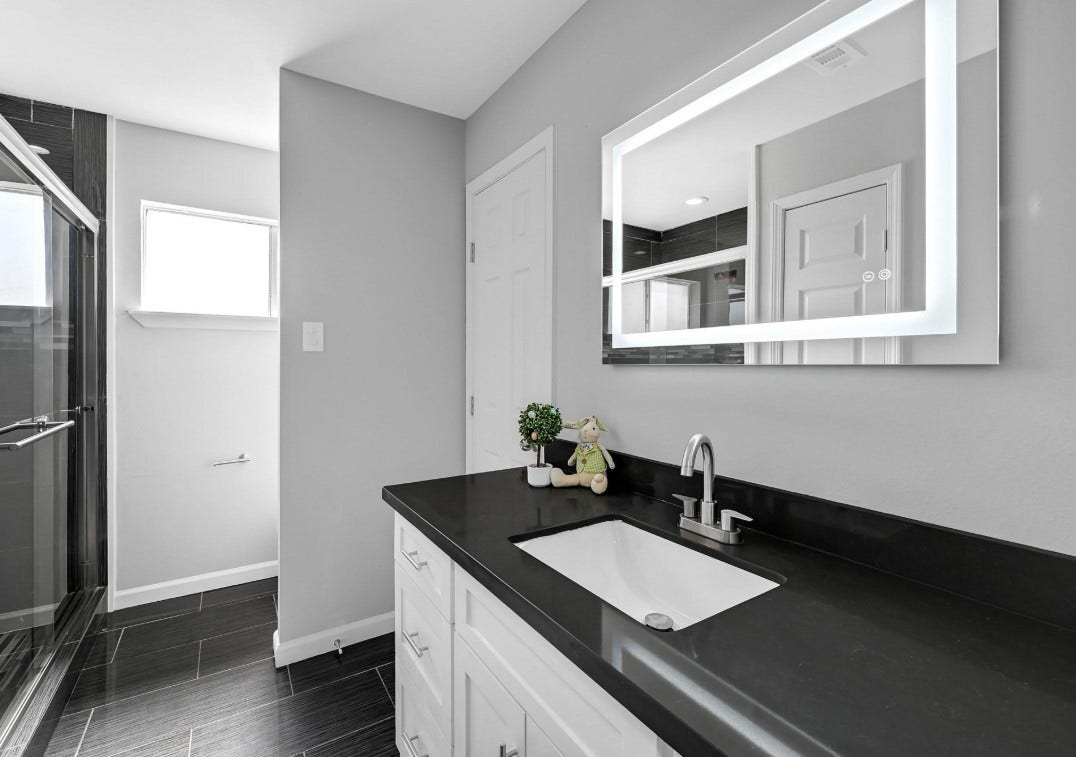 Upgraded bathroom, standing shower