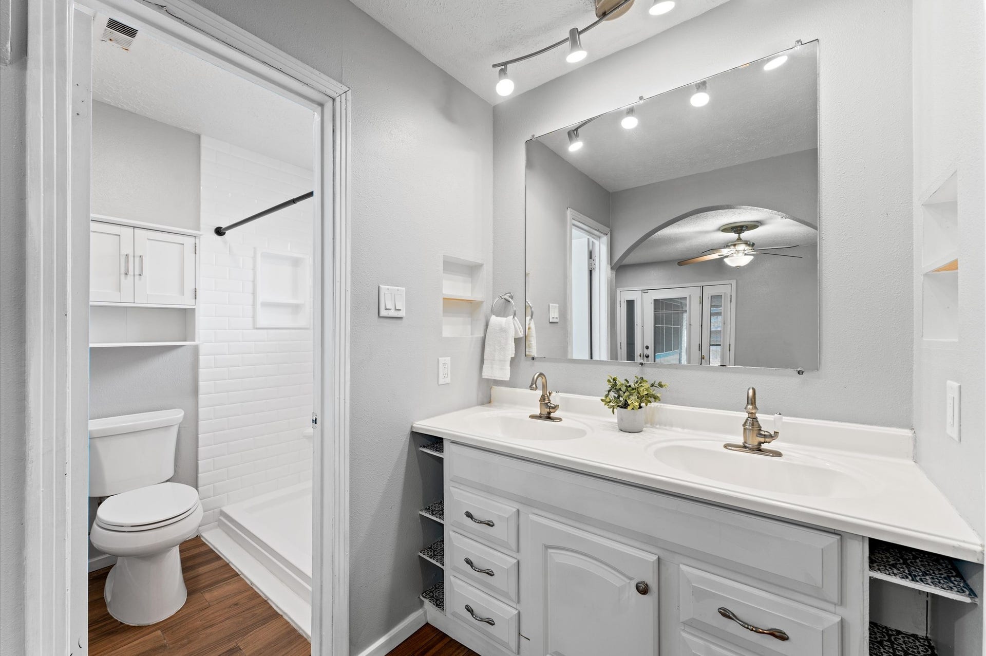 11227 Verlaine Drive, Houston, TX 77065 To the left of the dual sink vanity is the primary bath.