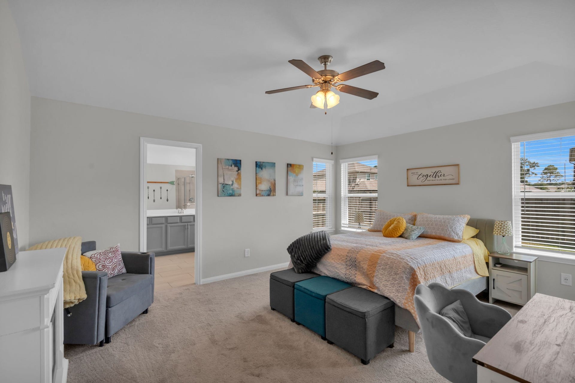 2315 Scarlett Pine Bend, Tomball, TX 77375 Secluded primary bedroom with backyard views and a private en suite.