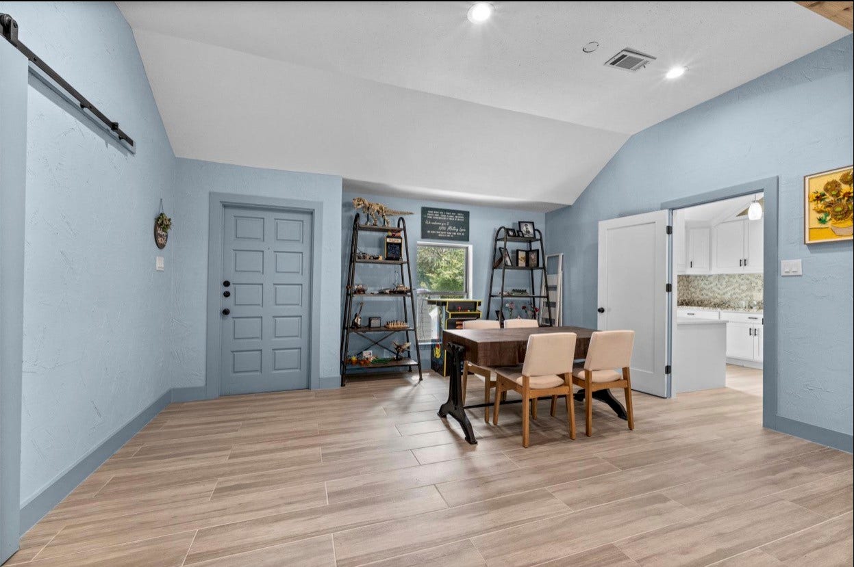 12710 Mutiny Lane, Tomball, TX 77377 Spacious home office/study area with a vaulted ceiling and convenient access to the adjoining living spaces. This room can also be used as a 4th bedroom. Full closet attached.