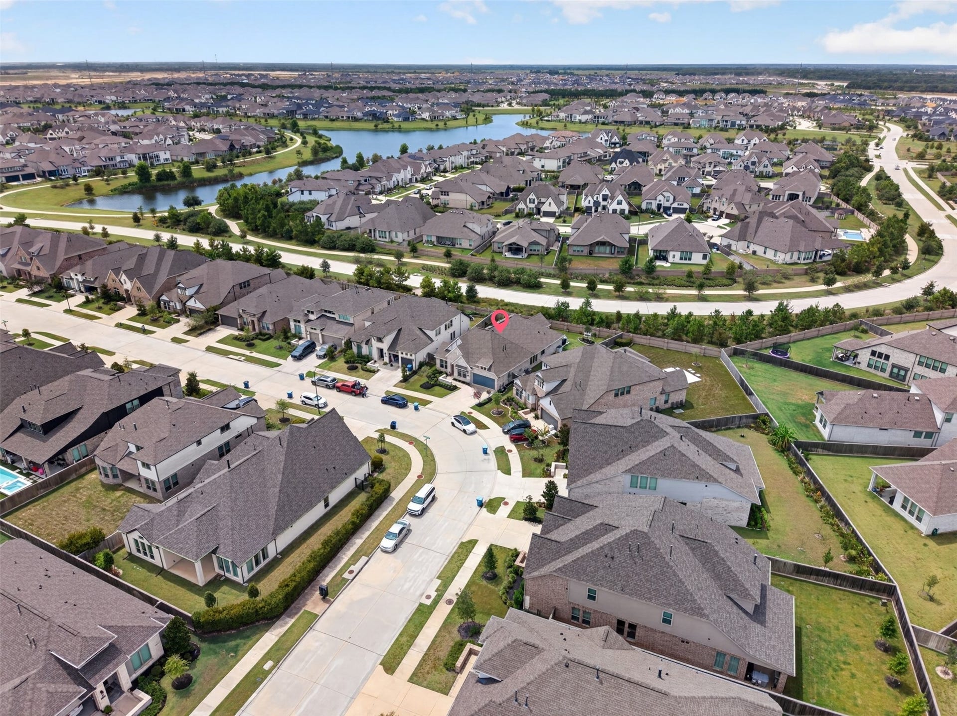 11351 Cosmopolitan Drive, Cypress, TX 77433 Aerial view highlights the home's desirable location, with convenient access to nearby schools and a christian school just minutes away.