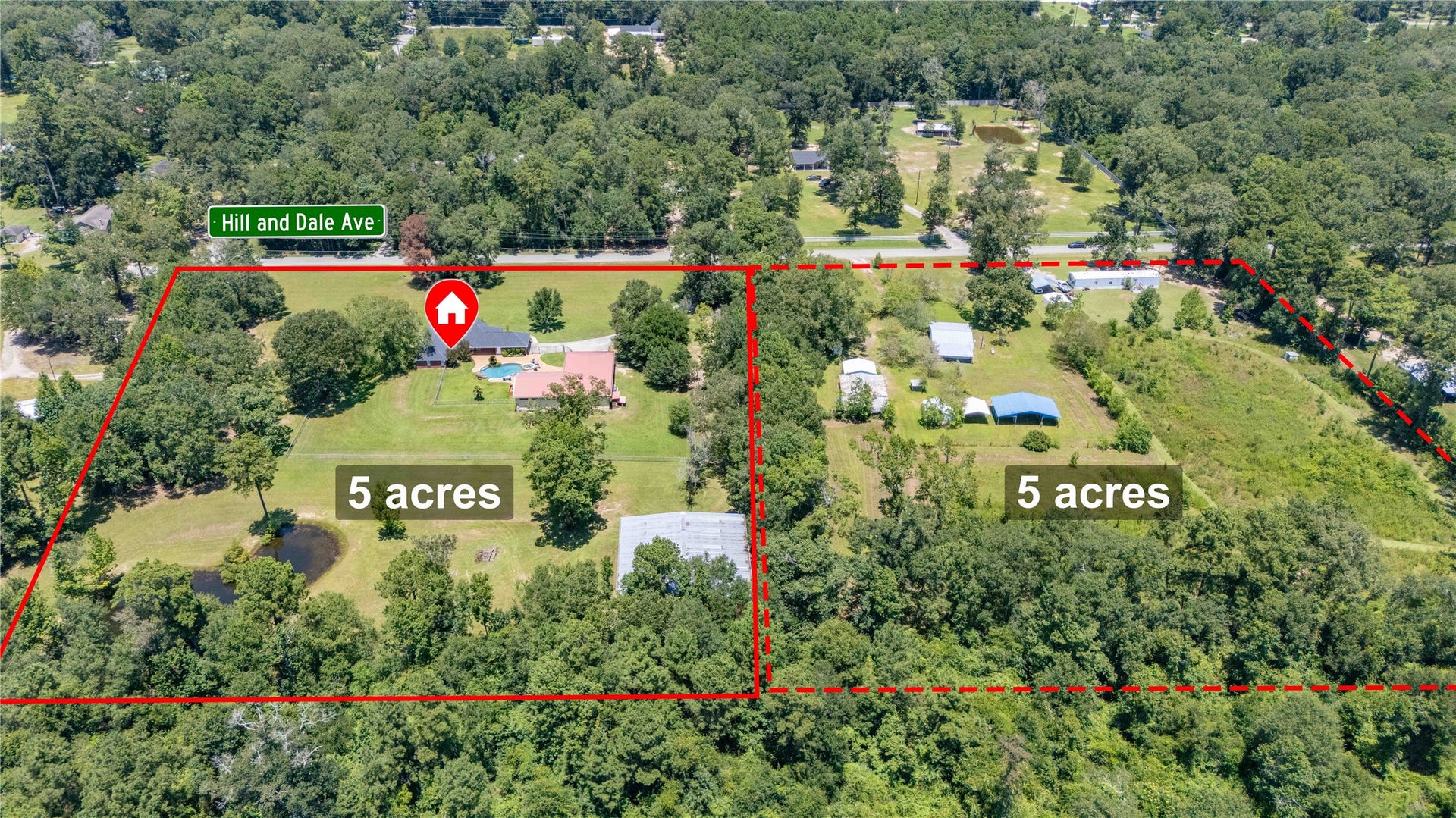 26342 Hill And Dale Avenue, Splendora, TX 77372 5 unrestricted acres - with opportunity to purchase 5 adjacent acres with 2 homes.