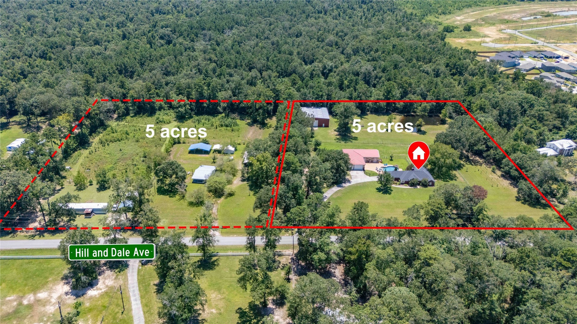 26342 Hill And Dale Avenue, Splendora, TX 77372 5 unrestricted acres - with opportunity to purchase 5 adjacent acres with 2 homes.