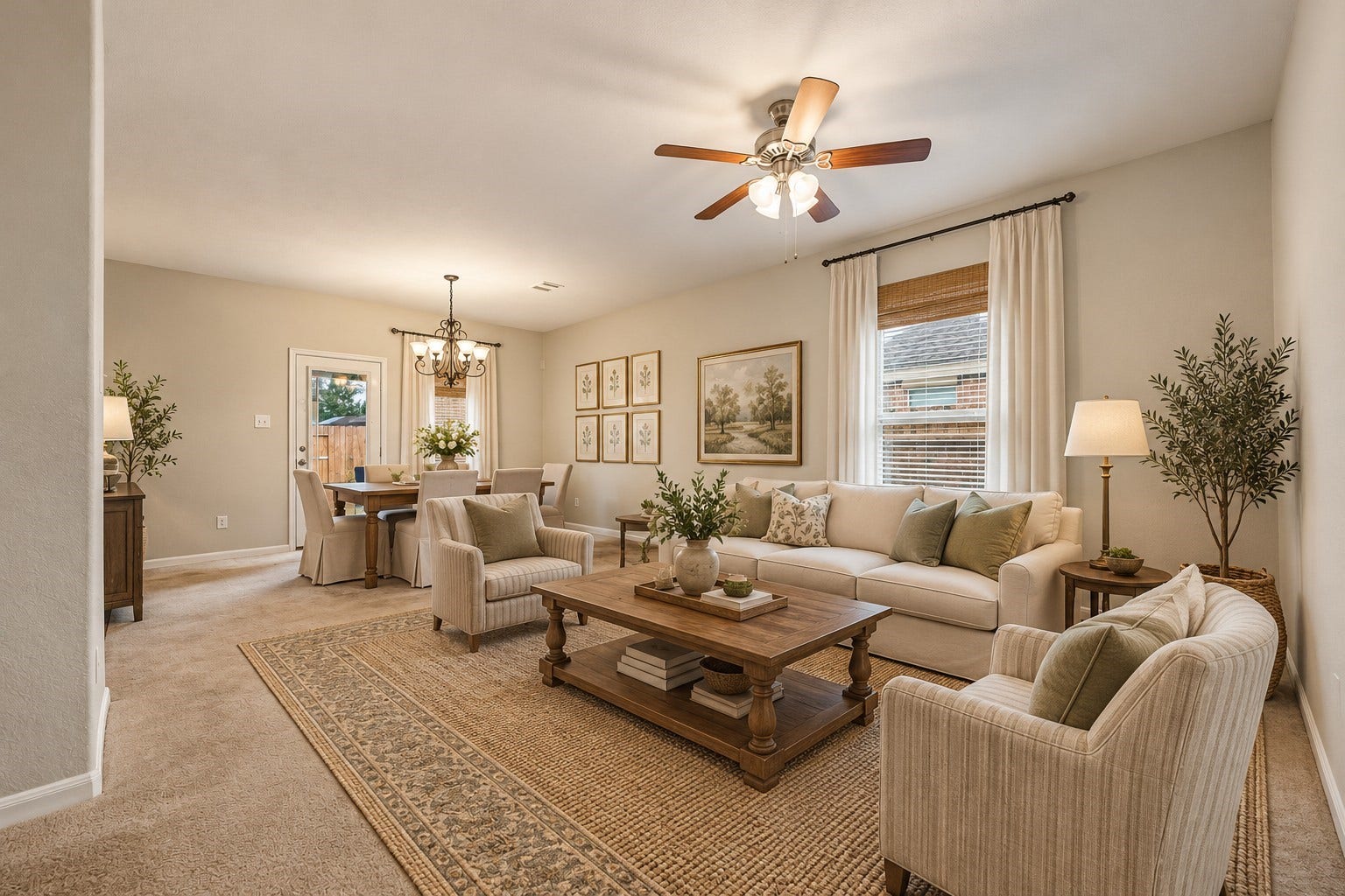 1624 Ponte Leone Lane, League City, TX 77573 Virtually staged to showcase the living room's potential and furniture placement.