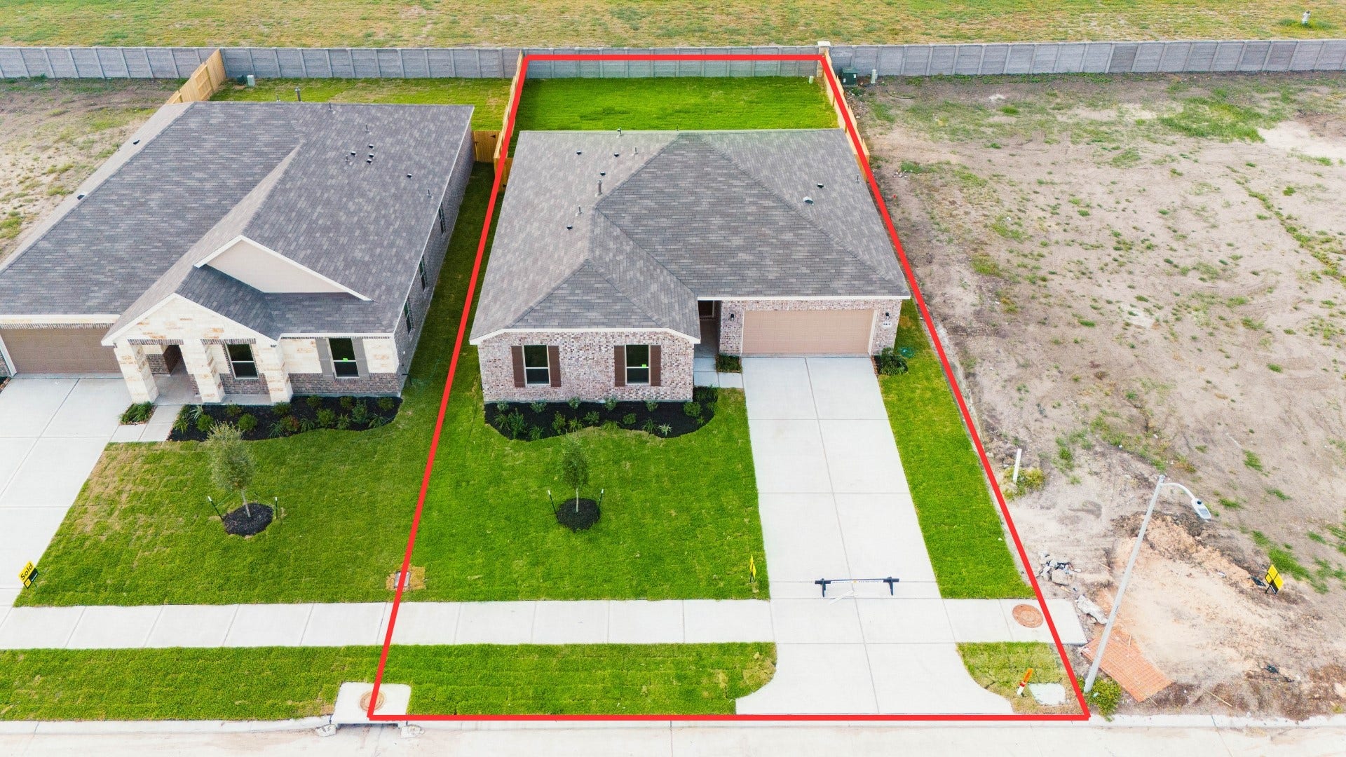 Amazing aerial shot of this gorgeous KB Home home situated on a large lot with no back neighbors, lush landscaping, well manicured front lawn and a wonderful back.