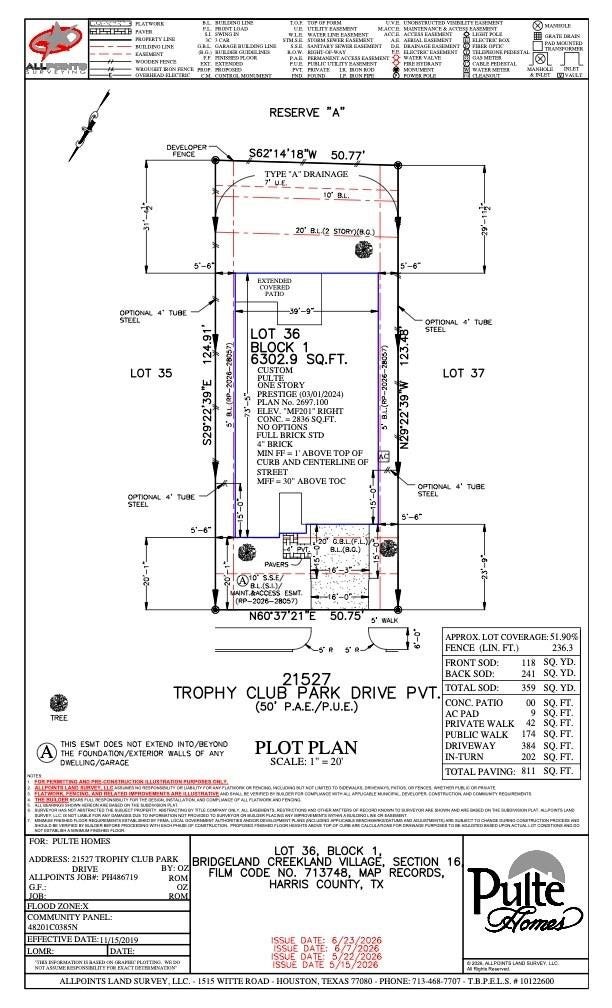 21527 Trophy Club Park Drive, Cypress, TX 77433 Plot Plan
