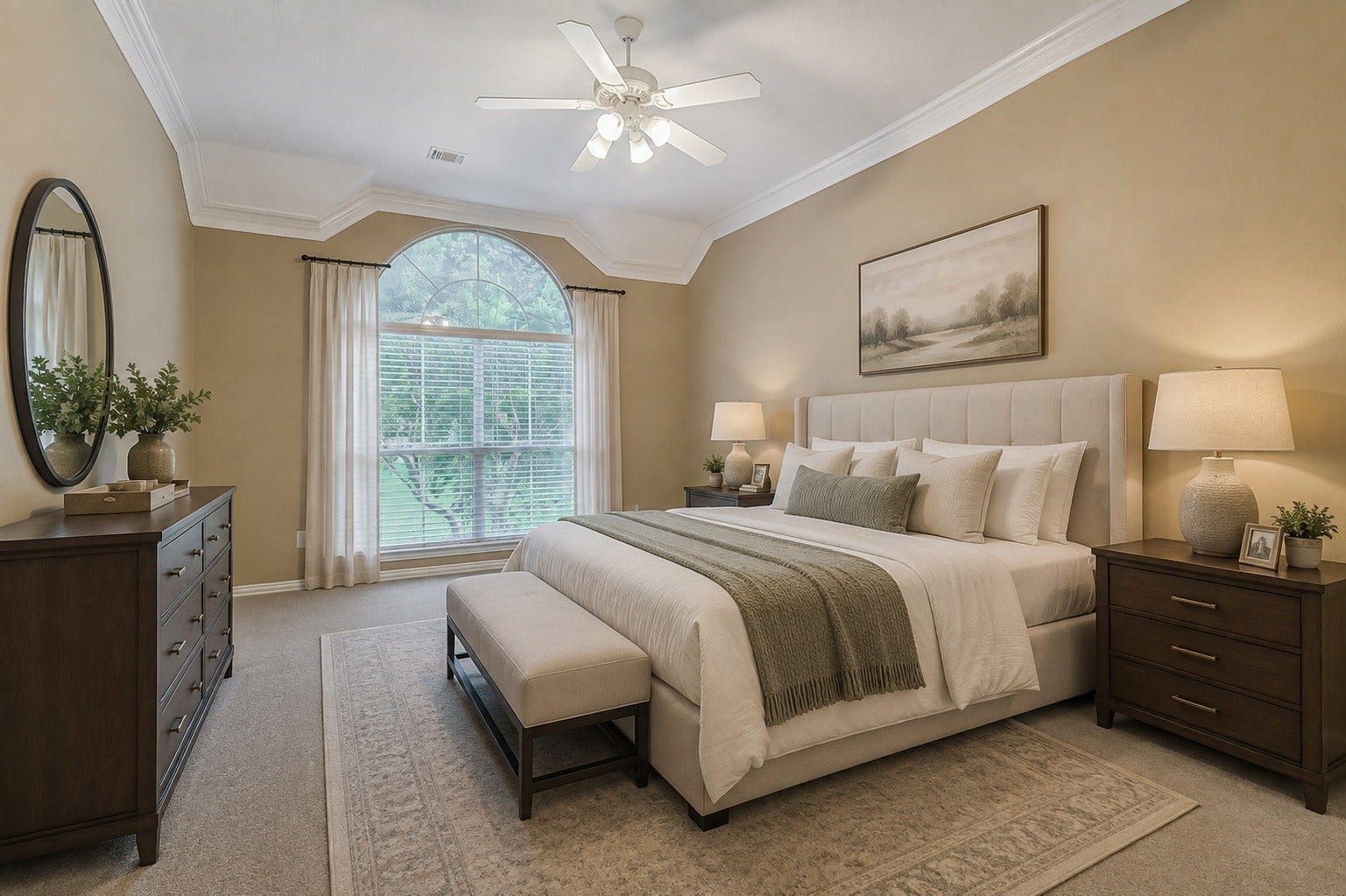 15 Filigree Pines Place, The Woodlands, TX 77382 Virtually staged primary bedroom.