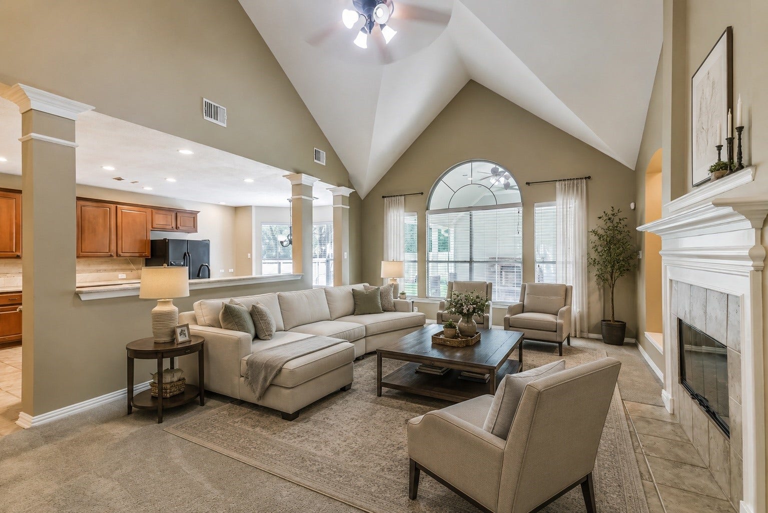 15 Filigree Pines Place, The Woodlands, TX 77382 Virtually staged family room
